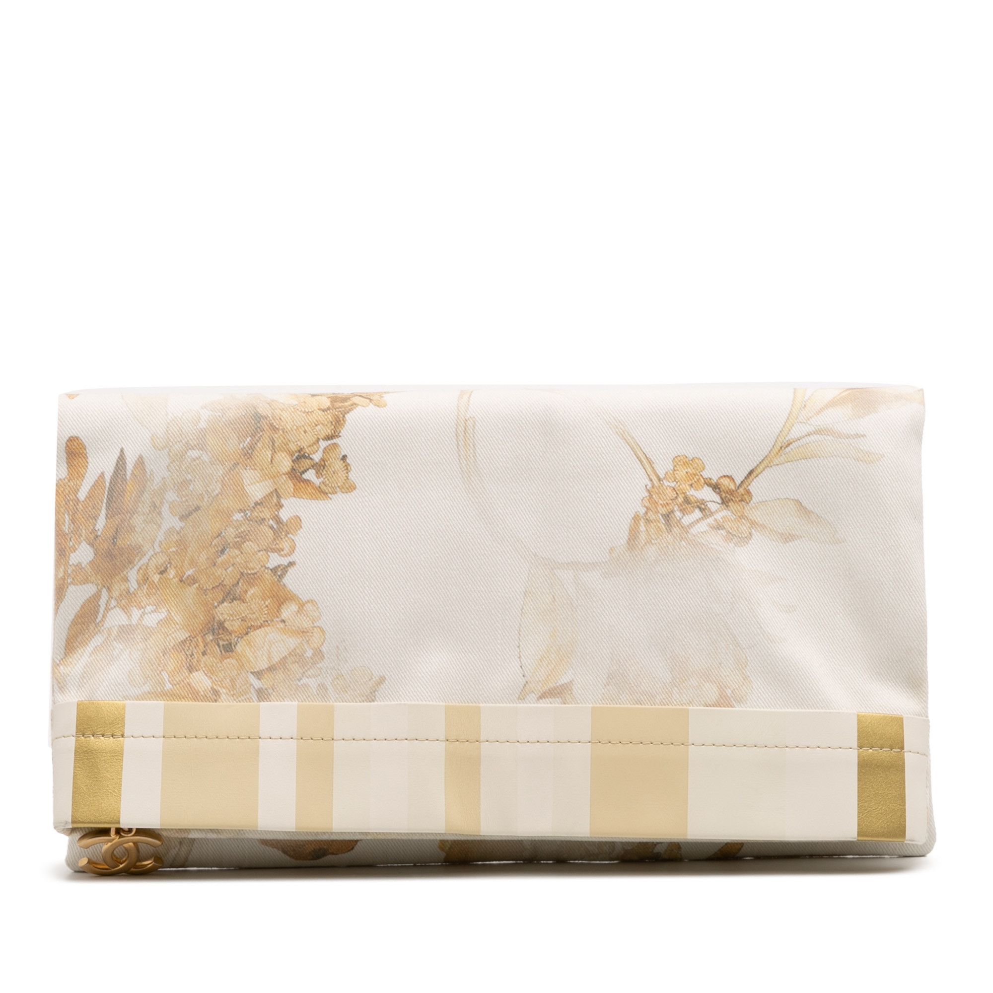 Chanel Chanel XL Printed Canvas and Striped Lambskin Foldover Clutch Size ONE SIZE - 1 Thumbnail