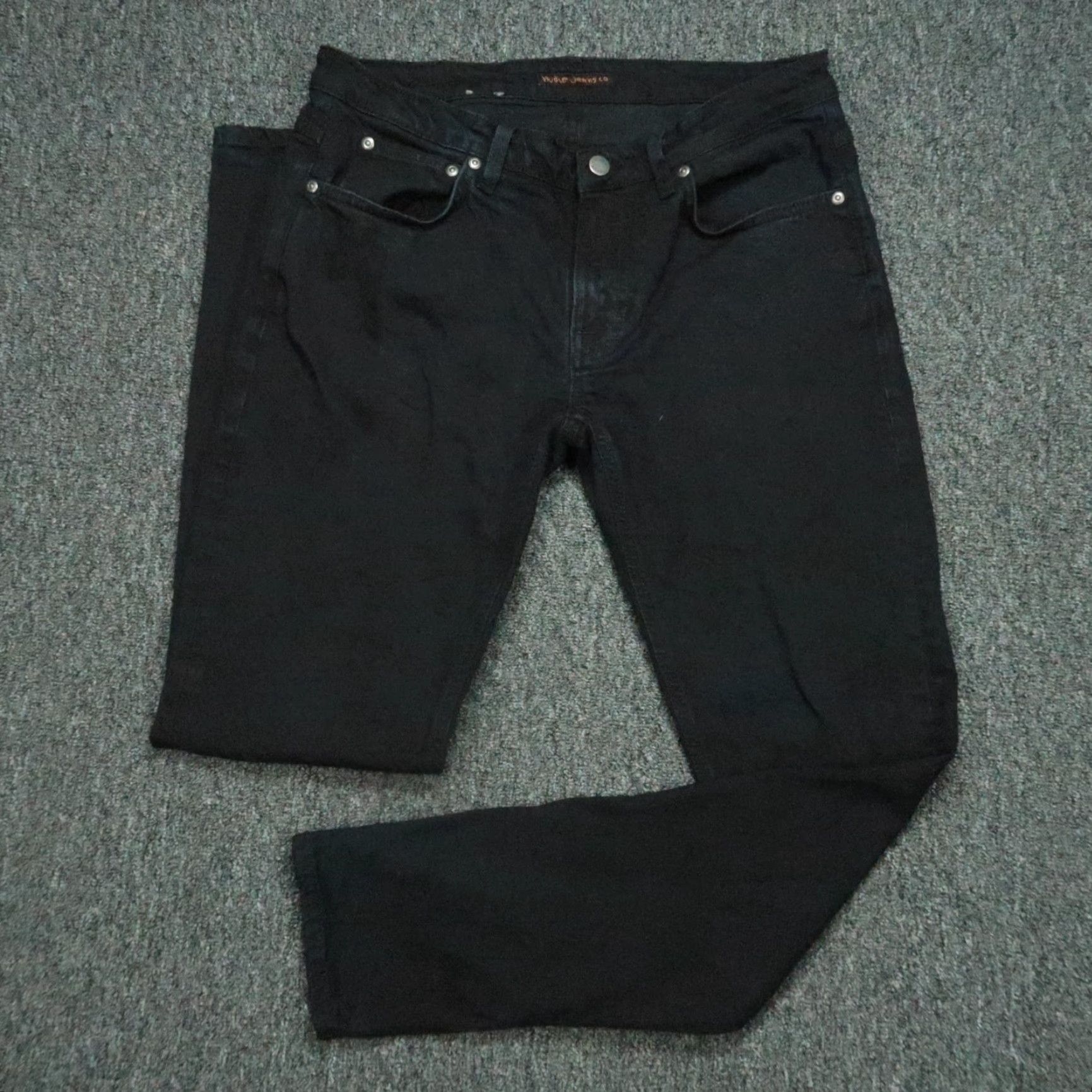 Nudie Jeans Nudie Jeans Mens 33x32 Black Skinny 5 Pocket Stretch Denim Slim Belt Loops Jeans Color Black Men 33 Regular Inseam 32 Size US 33 - 2 Thumbnail