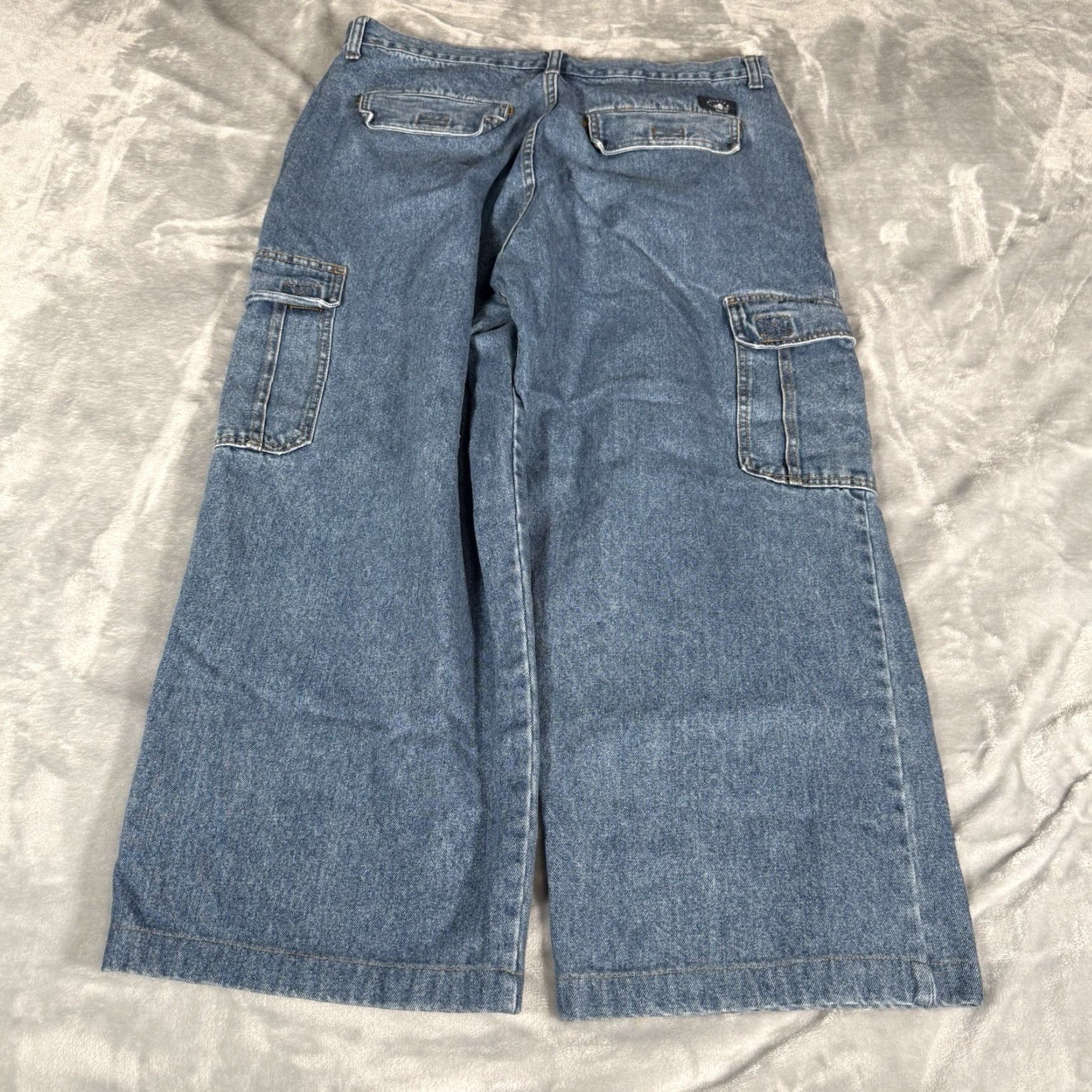 Hang Ten VINTAGE Hang Ten Jeans Cargo Denim Mens 36 26 Inseam Baggy Wide-Leg 90s Grunge Denim Cotton Regular Adult Mens Blue Shirt? Size US 36 / EU 52 - 4 Thumbnail