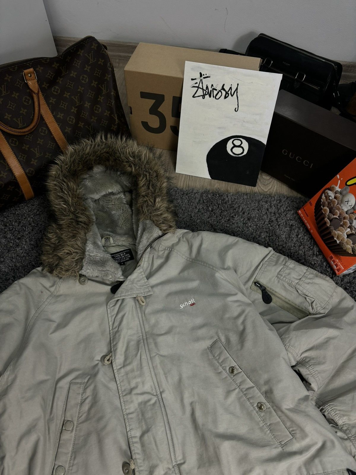 Avirex × Schott RARE‼️VTG 90s Schott USA Military Garment Fur Hooded Parka Size US S / EU 44-46 / 1 - 3 Thumbnail