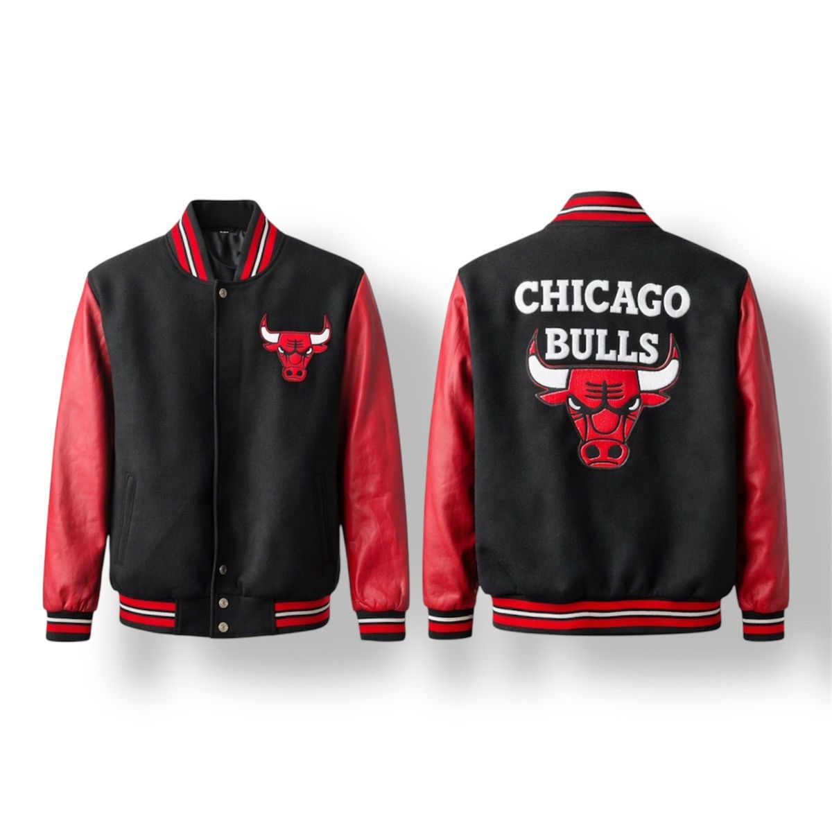 NBA 90’S CHICAGO BULLS VINTAGE MENS ZIP WOOL/LEATHER BOMBER SZ M Size US M / EU 48-50 / 2 - 2 Thumbnail