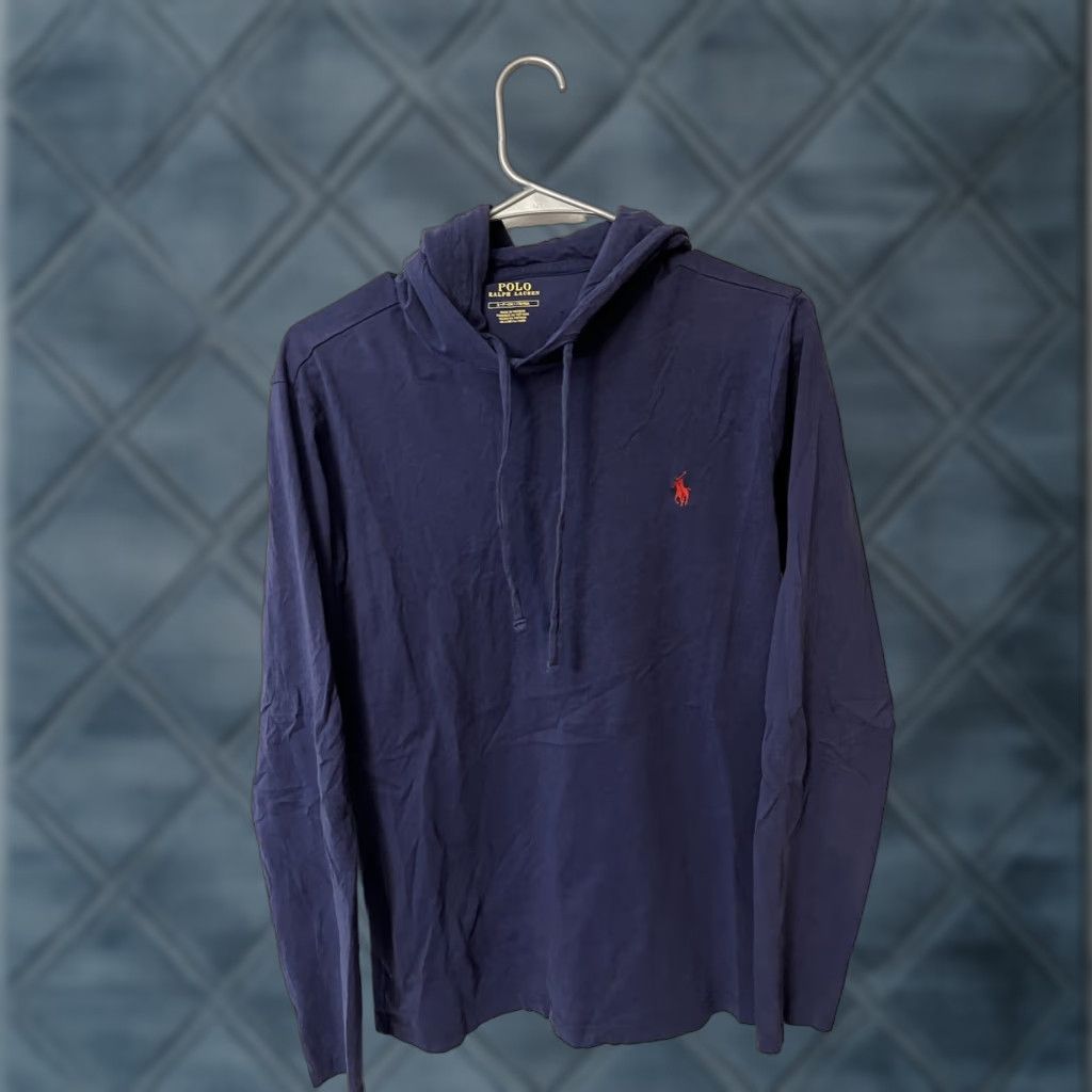 Polo Ralph Lauren VINTAGE Polo Ralph Lauren T-shirt Hoodie Long Sleeve Navy Blue Small Men Lightweight Size US S / EU 44-46 / 1 - 1 Thumbnail