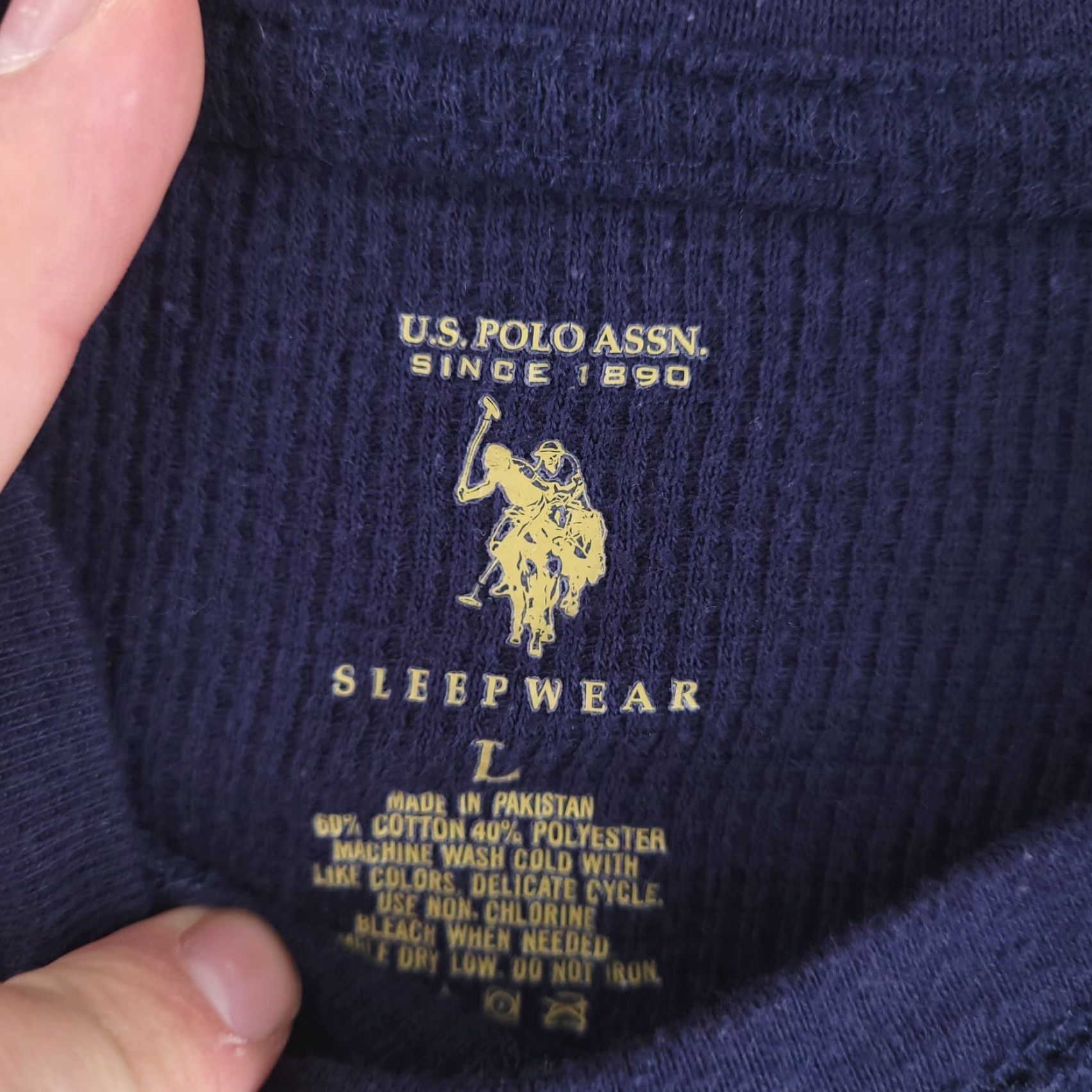 Vintage US Polo ASSN Shirt Mens Large Blue Thermal Waffle Sleep Lounge Long Sleeve Size US L / EU 52-54 / 3 - 3 Thumbnail