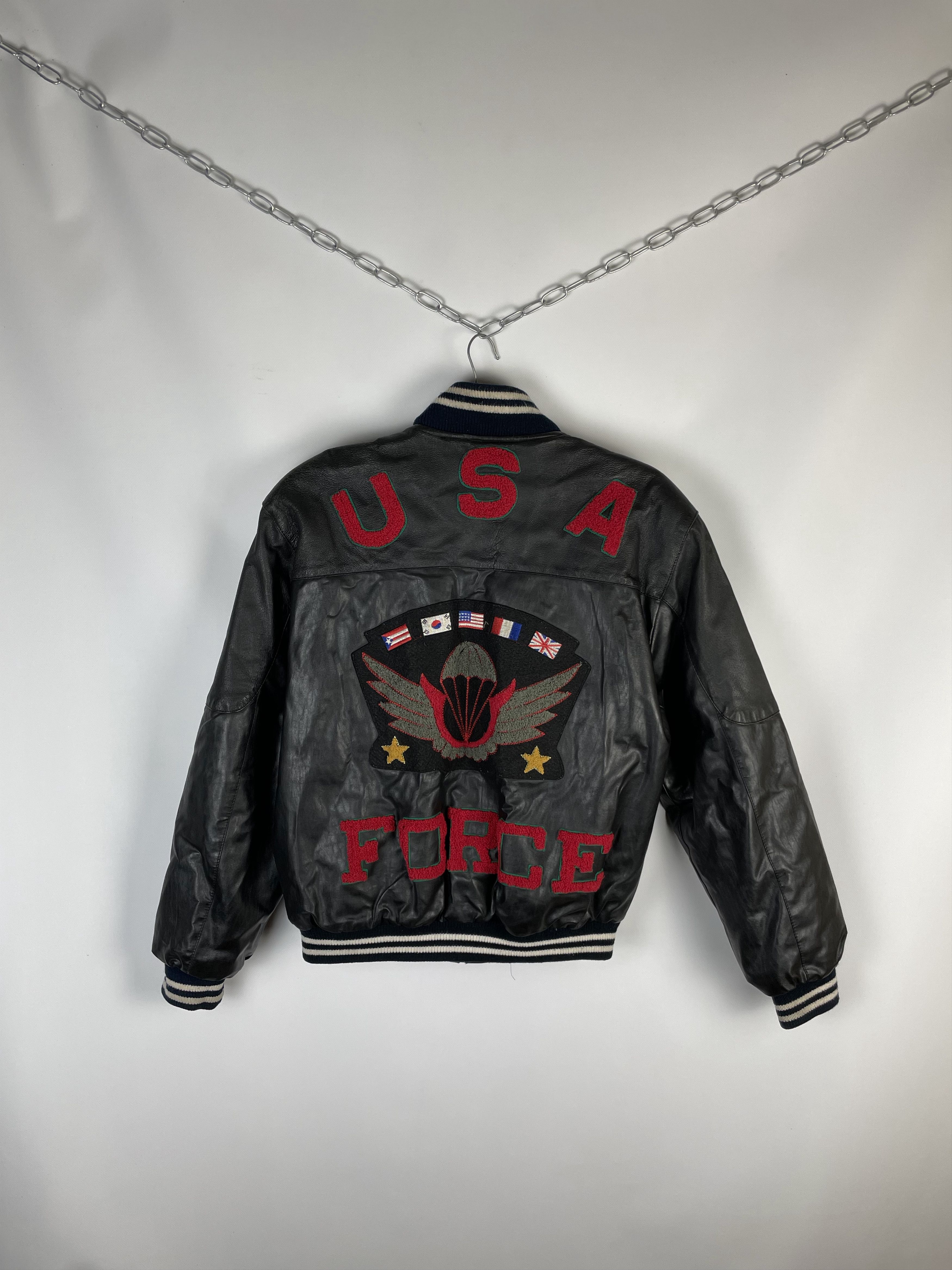 Other RARE!!! Vintage USA Air Force Army US style Leather Jacket Size US M / EU 48-50 / 2 - 11 Thumbnail