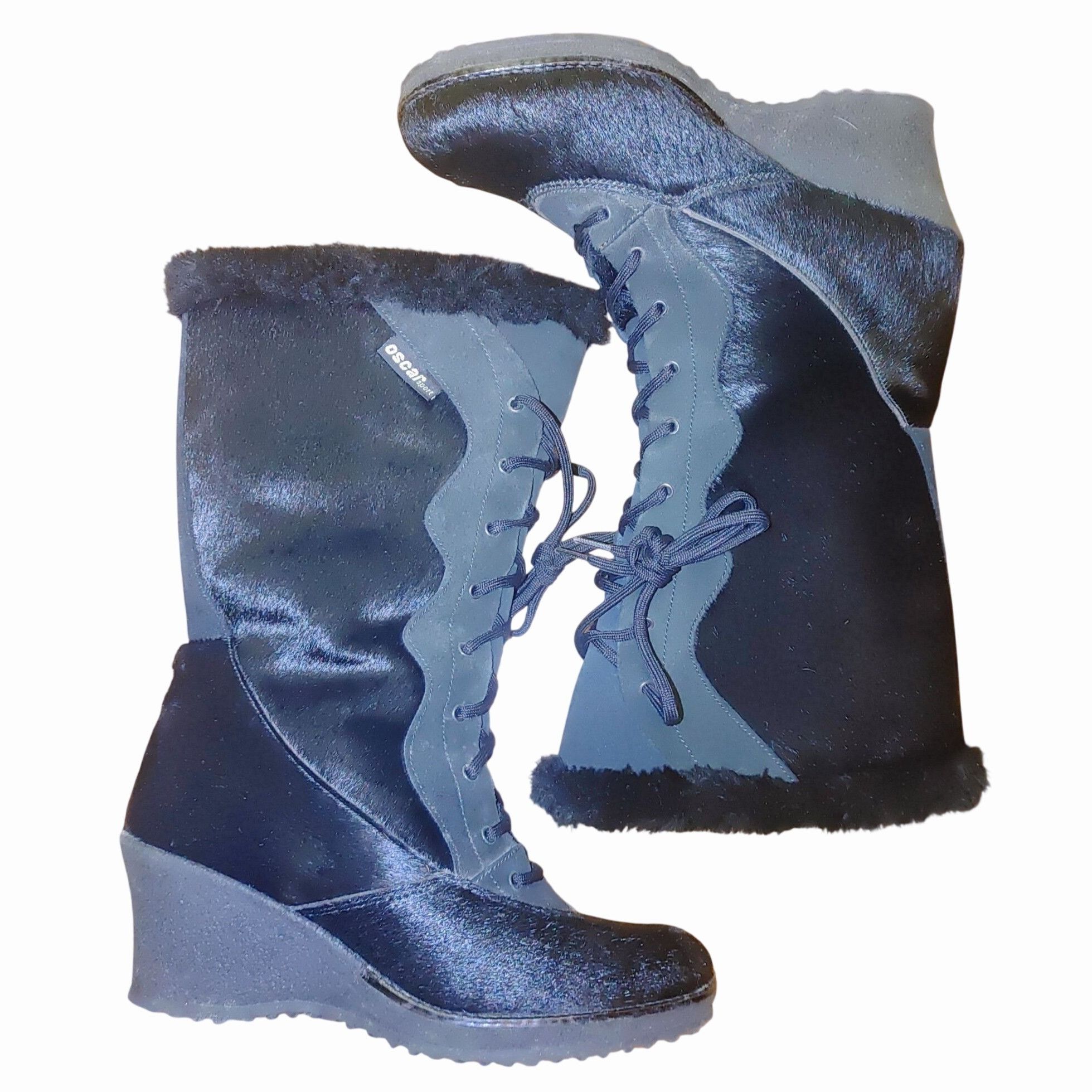 Other Oscar Sport Boots Black Ponyhair Fur Lace Up Après Ski Size Size ONE SIZE - 12 Thumbnail