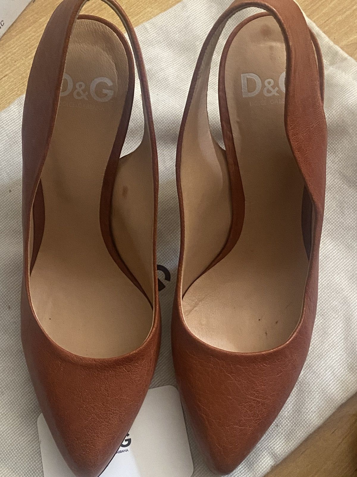 Dolce & Gabbana D&G Slingback Leather Heels Cognac Colour Size US 9 / IT 39 - 4 Thumbnail