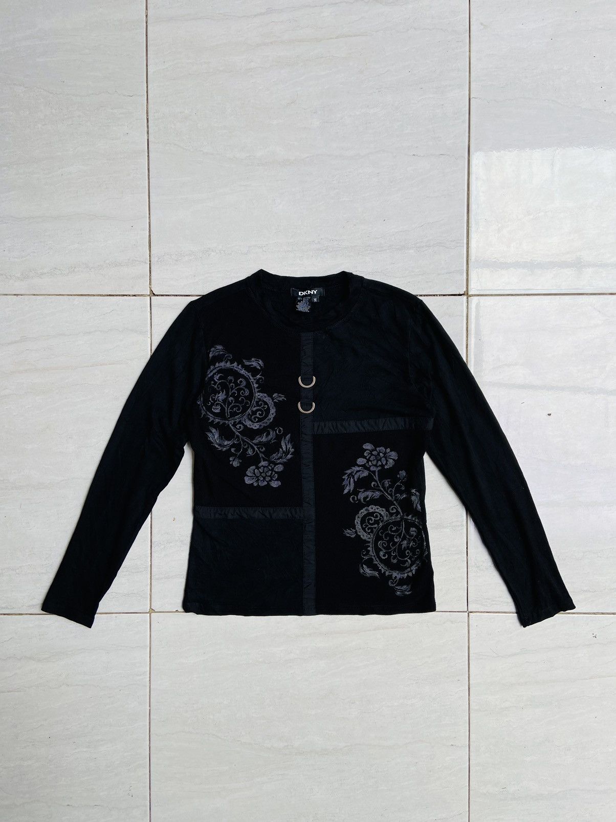 DKNY DKNY Black Mesh Long Sleeve Size US S / EU 44-46 / 1 - 1 Thumbnail