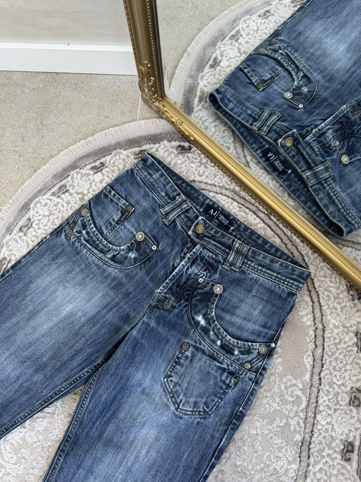 Giorgio Armani 🔥VINTAGE 90s CRAZY ARMANI JEANS Y2K BAGGY CARGO PANTS Size US 30 / EU 46 - 7 Thumbnail