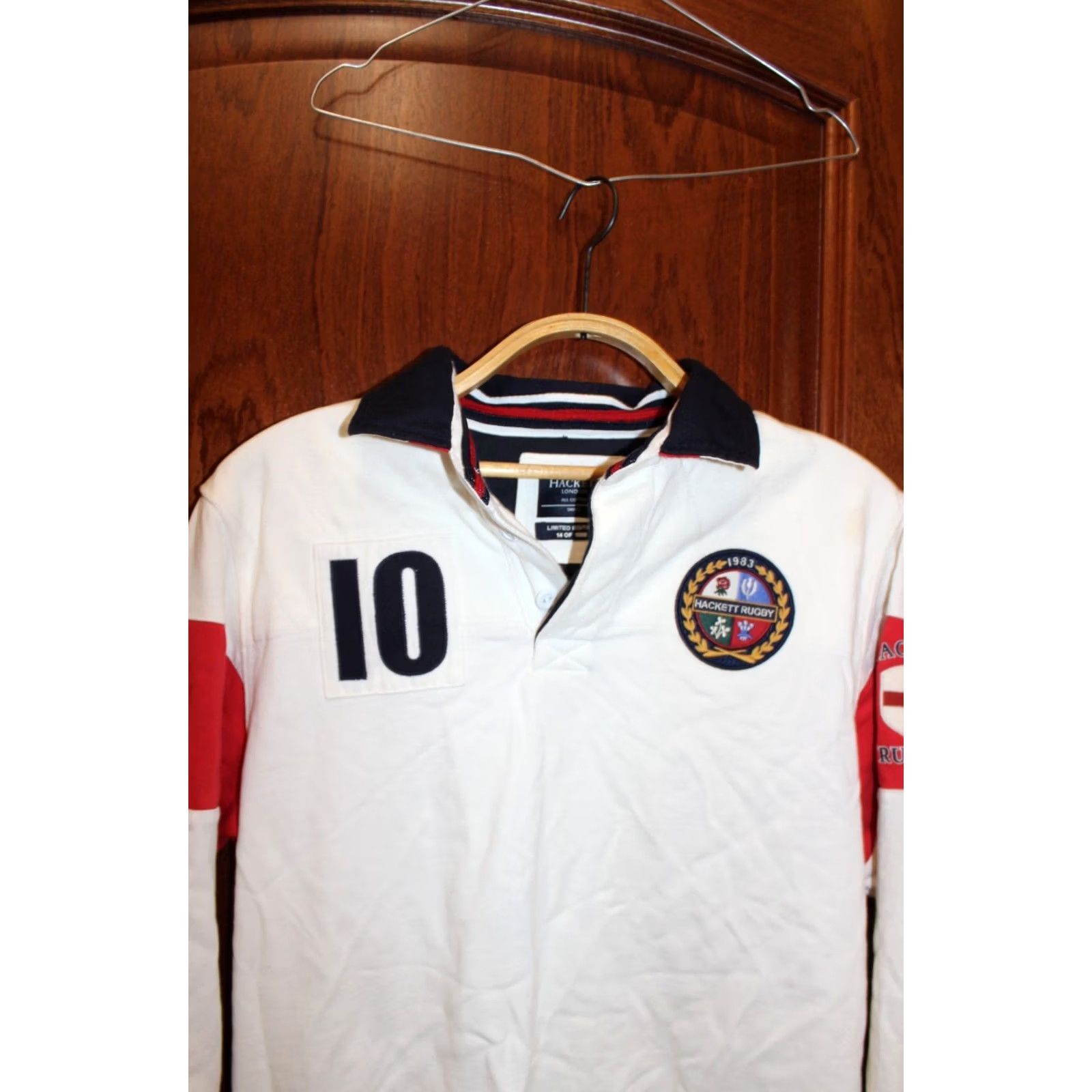 Vintage Hackett London England Rugby Polo Longsleeve Jersey S Men White Limited edition #10 Rugby Shirt Mens Size US S / EU 44-46 / 1 - 2 Thumbnail