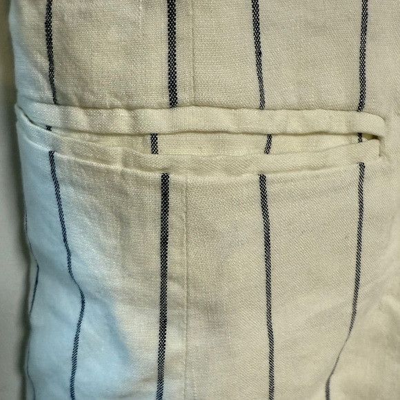 Other GAP Striped Linen Blend Blazer Sz 0 White w Navy Pinstripes Size XS / US 0-2 / IT 36-38 - 5 Thumbnail