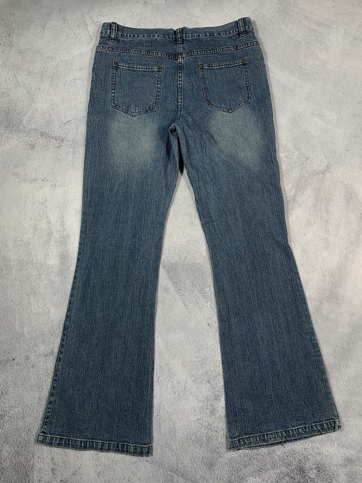 Japanese Brand × Vintage Vintage Y2K Faded Japanese Rhinestones bootcut flared jeans Size 32" / US 10 / IT 46 - 5 Thumbnail