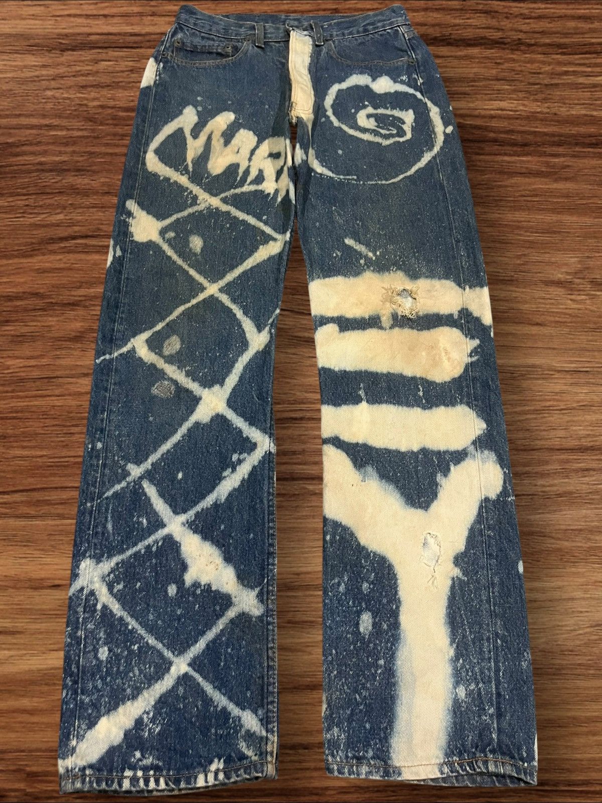 Levi's × Vintage Vintage 80s Levi’s 501 Grafitti Artistry Custom Made Jeans Size US 31 - 1 Thumbnail