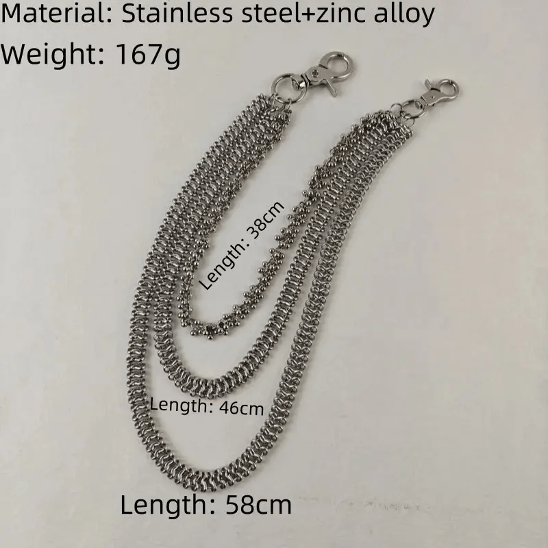 Jewelry Cuban Style Stainless Steel Pants Chain Size ONE SIZE - 2 Thumbnail