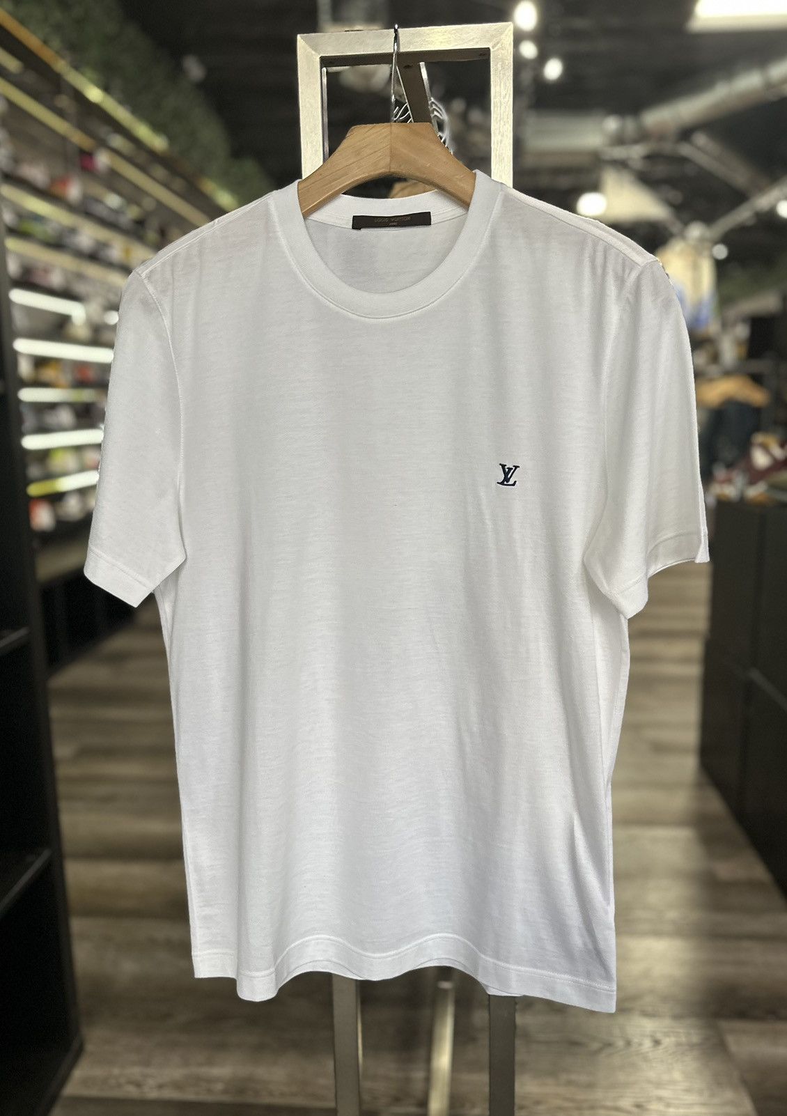 image of Louis Vuitton White Logo Embroidered Crew Neck T-Shirt, Men's (Size Small)