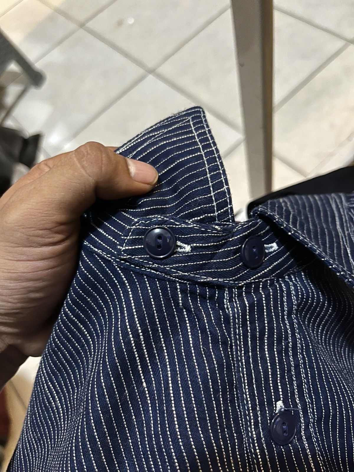 Japanese Brand Beslow stripe work crop shirt Size US M / EU 48-50 / 2 - 11 Thumbnail