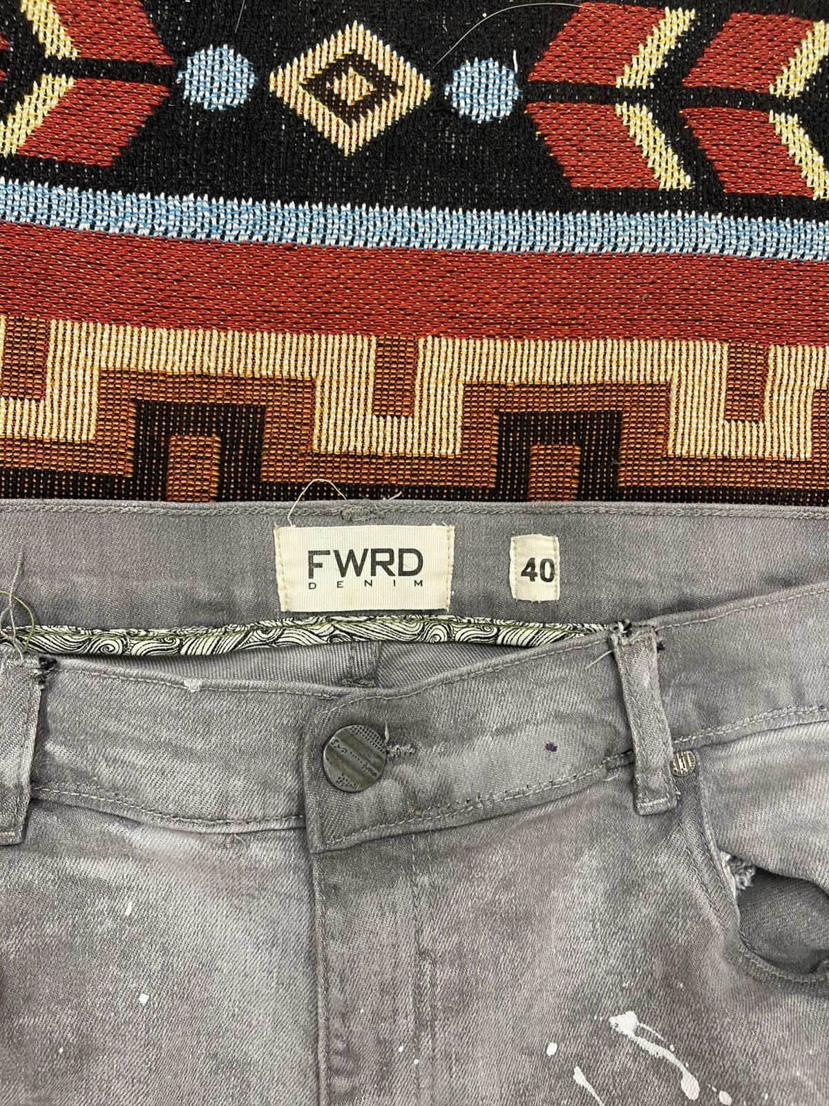 Designer Y2K FWRD DENIM PAINT SPLASH JEANS Size US 40 / EU 56 - 3 Thumbnail