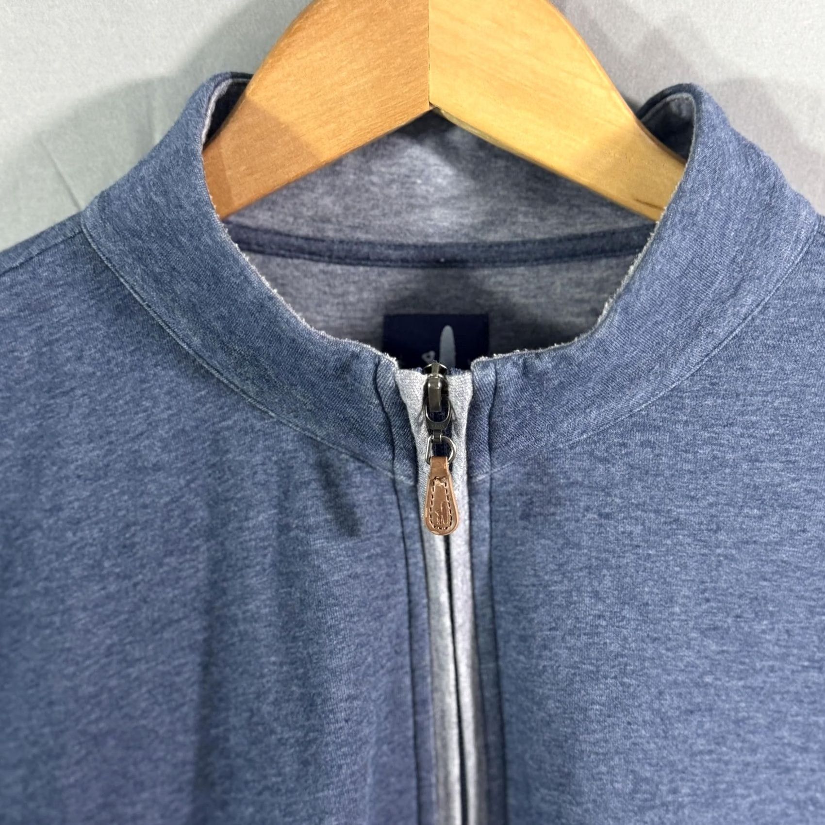 johnnie-O Johnnie O Sweater Mens XL Blue Quarter Zip Pullover Casual Golf Knit Mock Neck 1/4 Zip Lightweight Cotton Lyocell Polyester Office Wear Men Size US XL / EU 56 / 4 - 3 Thumbnail