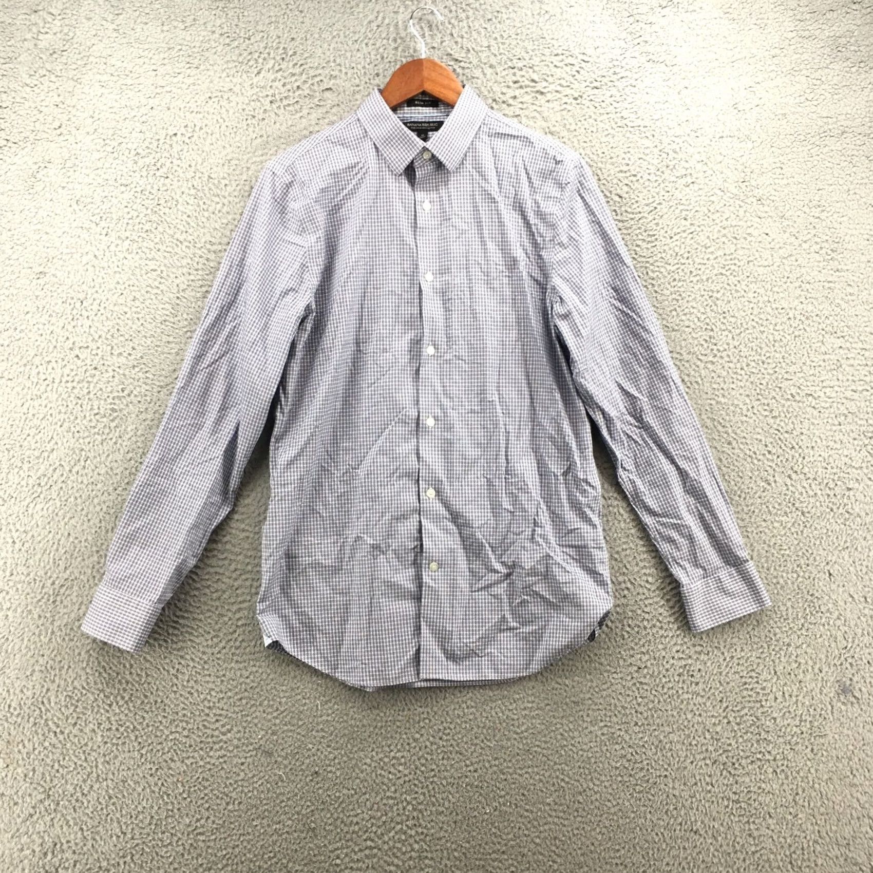 Banana Republic Banana Republic Dress Shirt Mens M Blue Slim Fit Button Up Collared Long Sleeve Shirt Size 40R - 2 Thumbnail