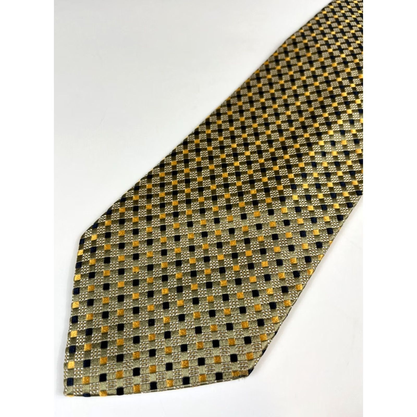 Ermenegildo Zegna VINTAGE Ermenegildo Zegna Silk Tie Geometric Men’s 58.5" Gold Width 3.75" Made in Italy Mens Size ONE SIZE - 4 Thumbnail