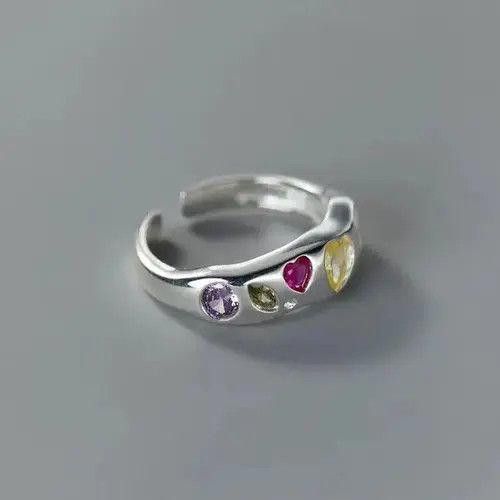 Other Colorful Gemstone Adjustable Silver Ring Size ONE SIZE - 4 Thumbnail