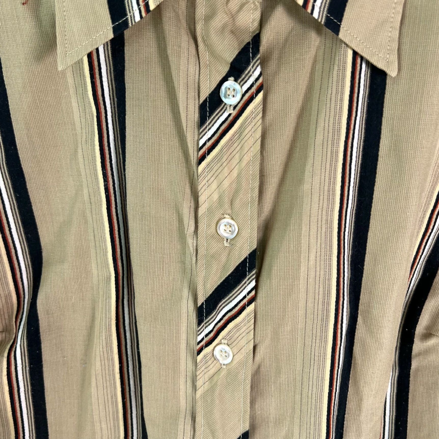 Vintage Eterna Beige Striped Button Front Long Sleeve Shirt Blouse Size M Womens Regular Fit Casual Shirt Size M / US 6-8 / IT 42-44 - 4 Thumbnail