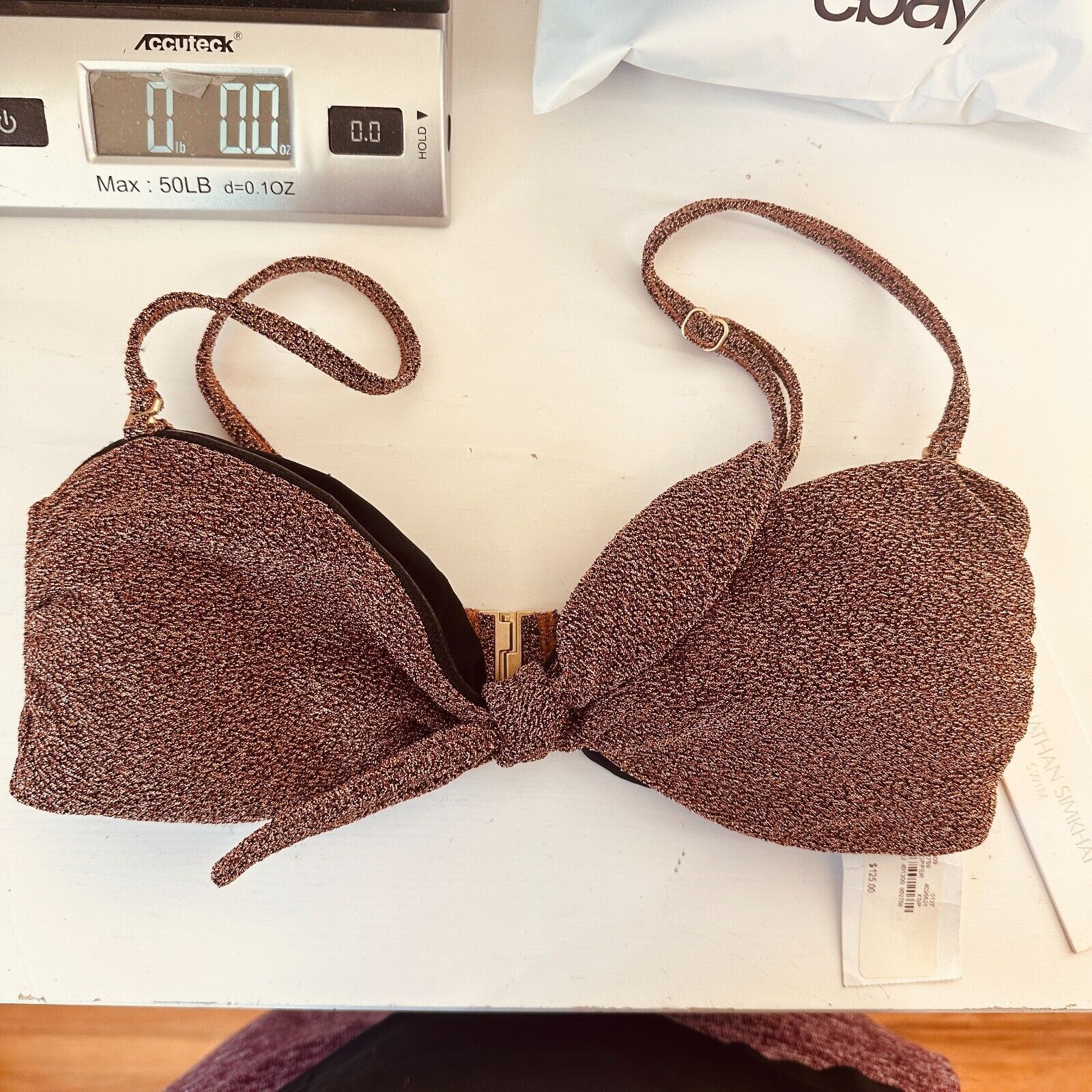 Jonathan Simkhai NWT Johathan Simkhai Katrine Copper Bikini Tie-Front XS Size XS / US 0-2 / IT 36-38 - 1 Thumbnail