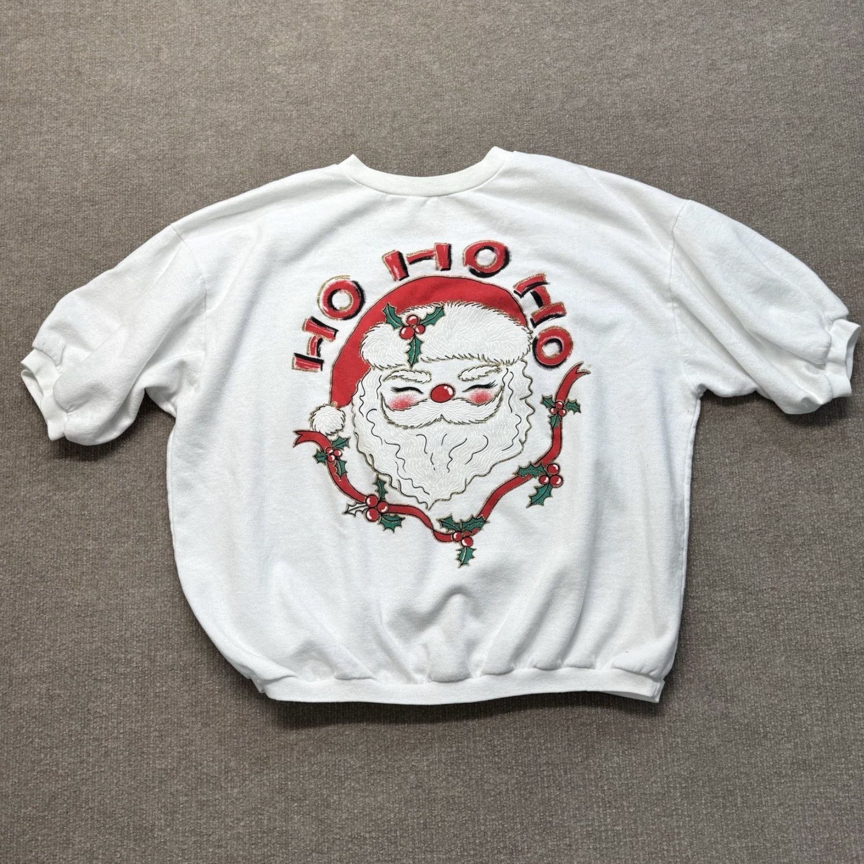 Vintage VINTAGE Santa Ugly Christmas Sweatshirt Mens XL Short Sleeve Fleece 80s Merry Size US XL / EU 56 / 4 - 2 Thumbnail