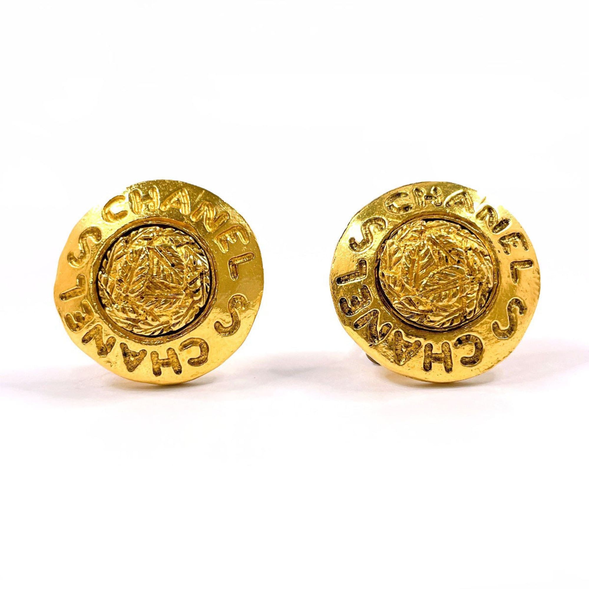 Chanel CHANEL Logo Vintage Earrings, Metal, Gold, Women's Size ONE SIZE - 1 Thumbnail