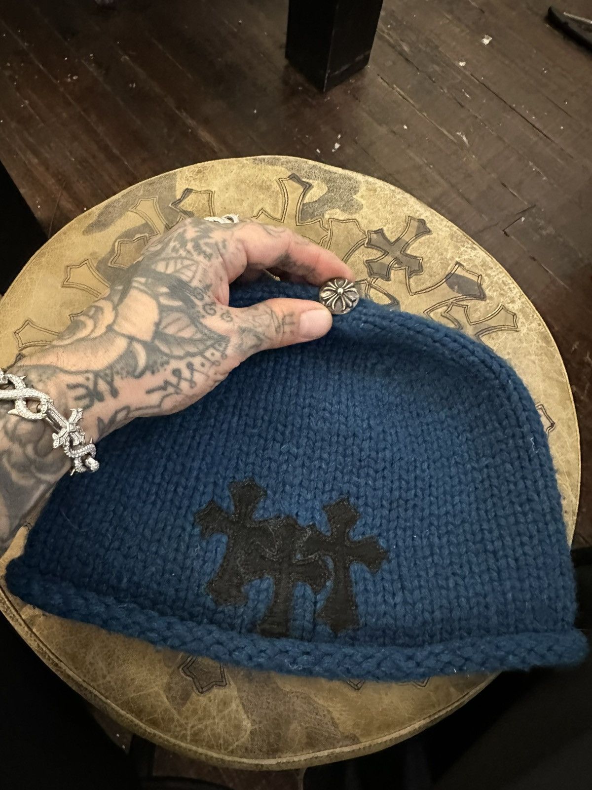Chrome Hearts Chrome hearts vintage cashmere cross patch beanie hat Size ONE SIZE - 5 Thumbnail