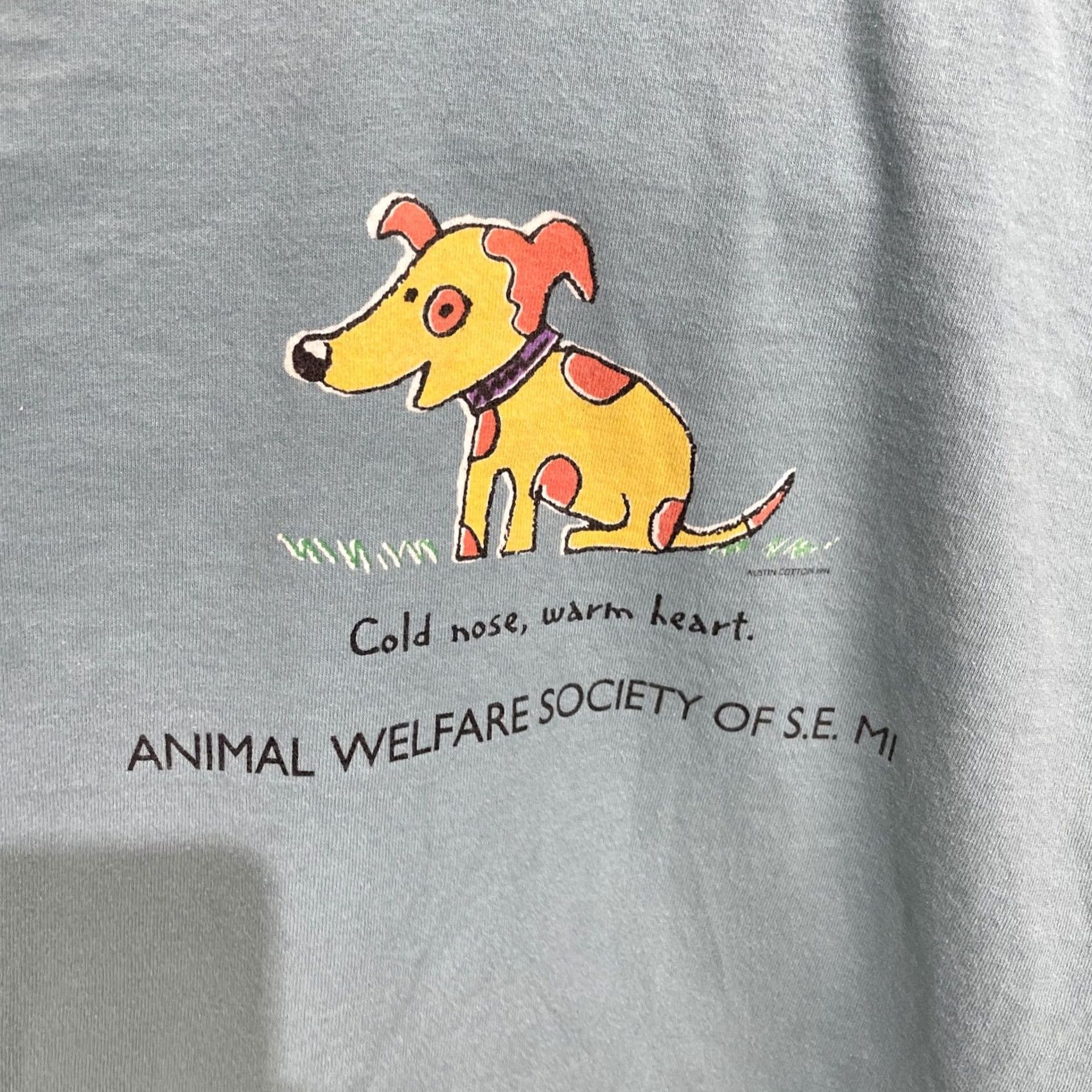 Fruit Of The Loom VINTAGE Fruit of the Loom T-Shirt Dog 90s Teal Blue XL Crew Neck Graphic Tee Mens Size US XL / EU 56 / 4 - 7 Thumbnail