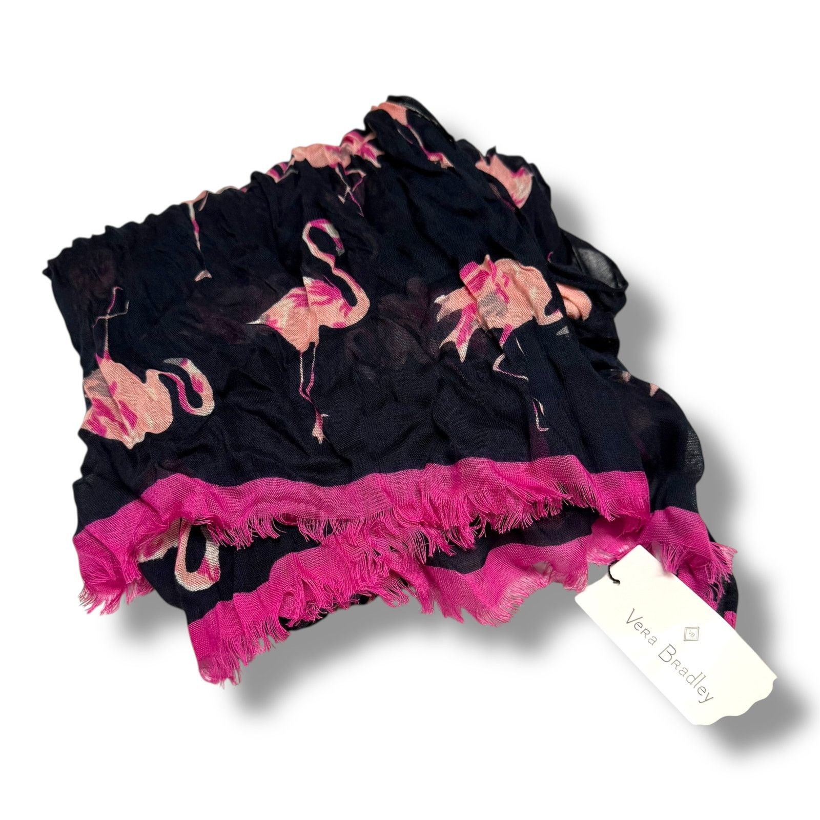 Vera Bradley Vera Bradley Navy Blue Pink NEW Flamingo Fiesta Scarf 70" Size ONE SIZE - 2 Thumbnail