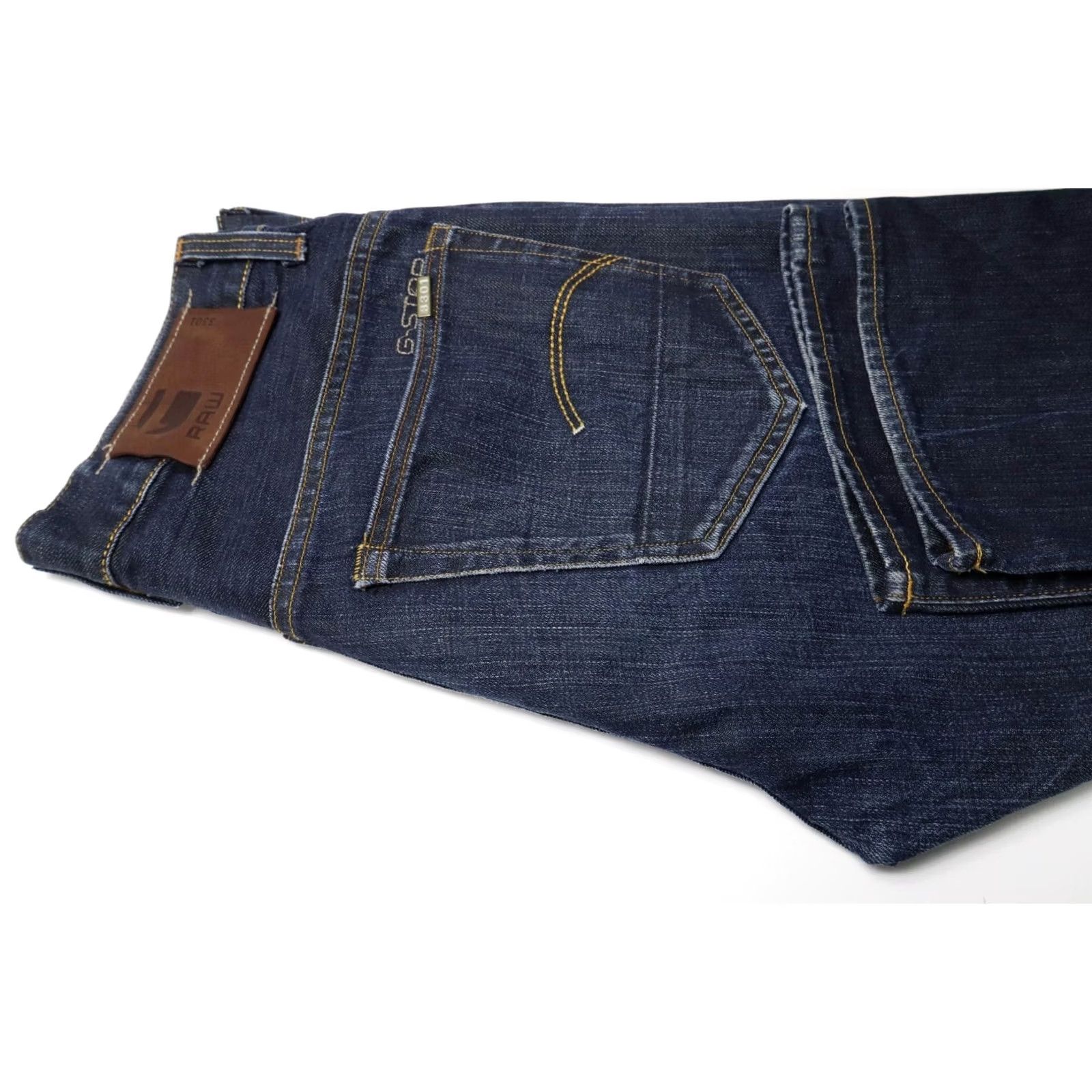 G-Star G-STAR 3301 Straight Jeans Men's W32/L34 Dark Blue Denim Faded Button Fly Jeans Size US 32 / EU 48 - 5 Thumbnail