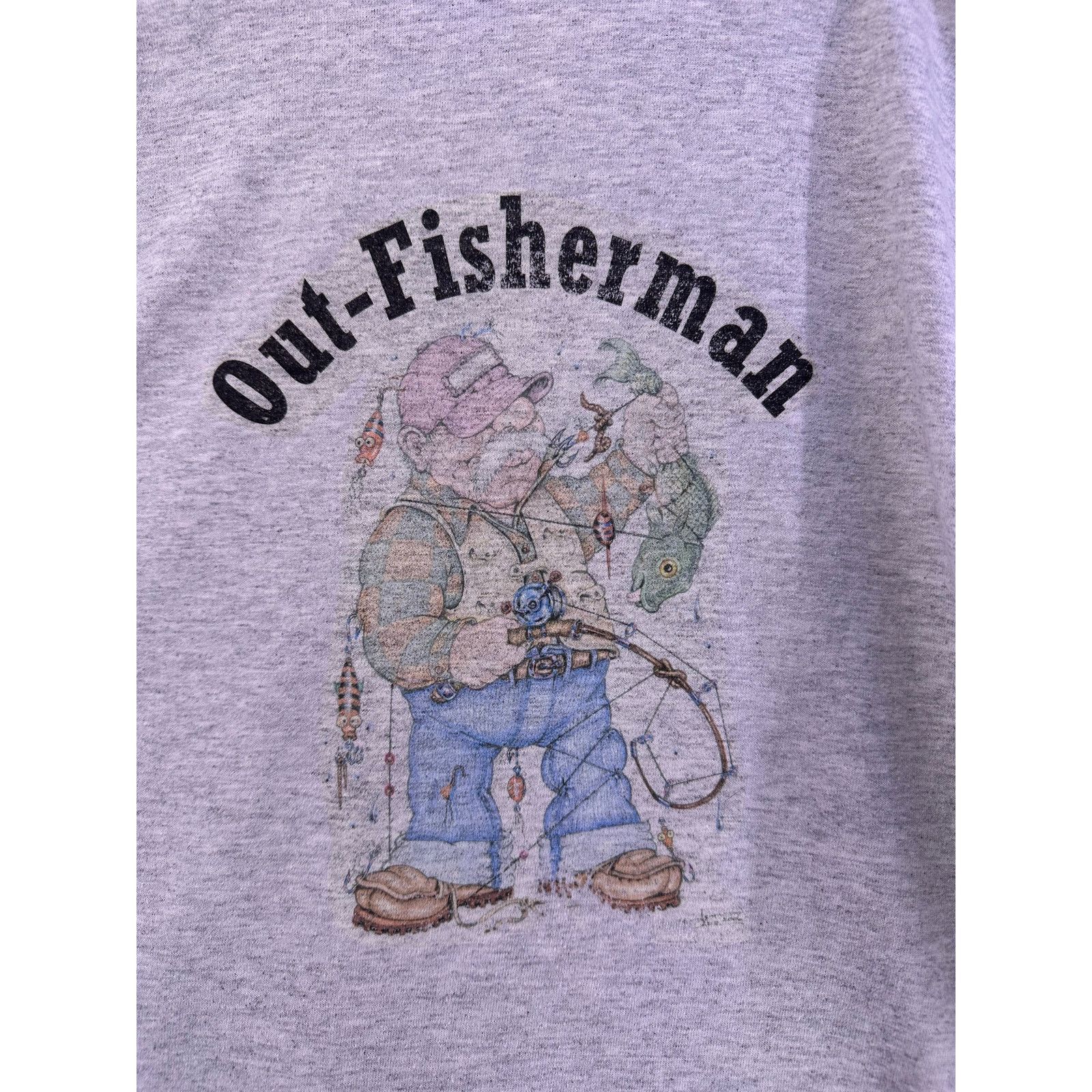 Gildan Out Fisherman Big Print Gray Tshirt Gildan Size XL Size US XL / EU 56 / 4 - 7 Thumbnail