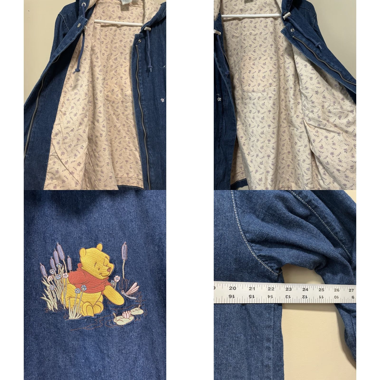 Disney VINTAGE Disney Winnie The Pooh Denim Jacket Full Zip Hood Women’s Large Jacket Blue 90s Cartoon Classic Embroidered Logo Button Womens Size L / US 10 / IT 46 - 8 Thumbnail