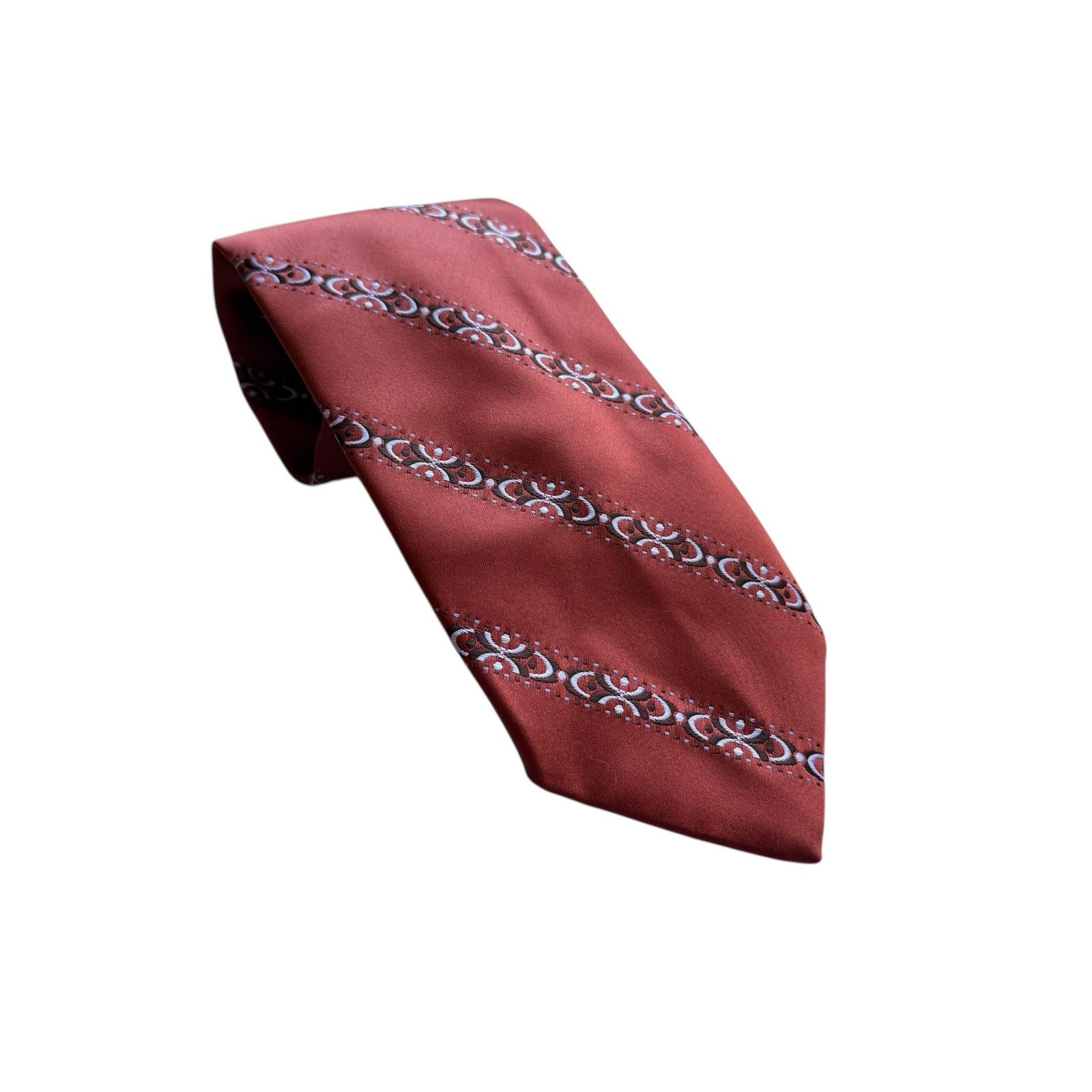 Givenchy Vintage *NEW* GIVENCHY Orange & Brown Midcentury Tie Poly Size ONE SIZE - 1 Thumbnail