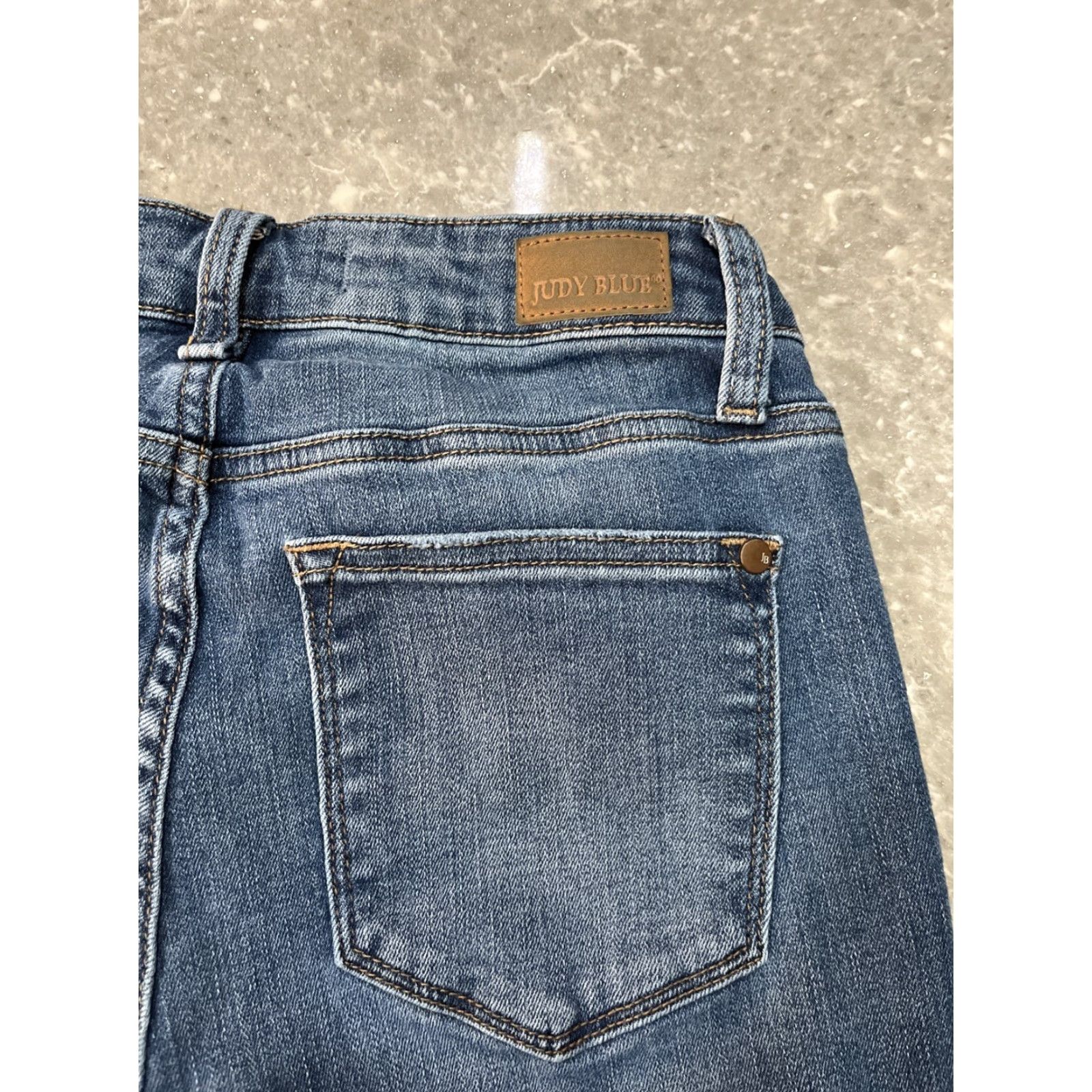 Vintage Judy Blue Los Angeles Skinny Fit Women's Jeans Size 3/26 Blue Denim Medium Wash Slim Fit 5-Pocket Logo Zip Rise Mid Restore Modern Womens Size 26" / US 2 / IT 38 - 5 Thumbnail