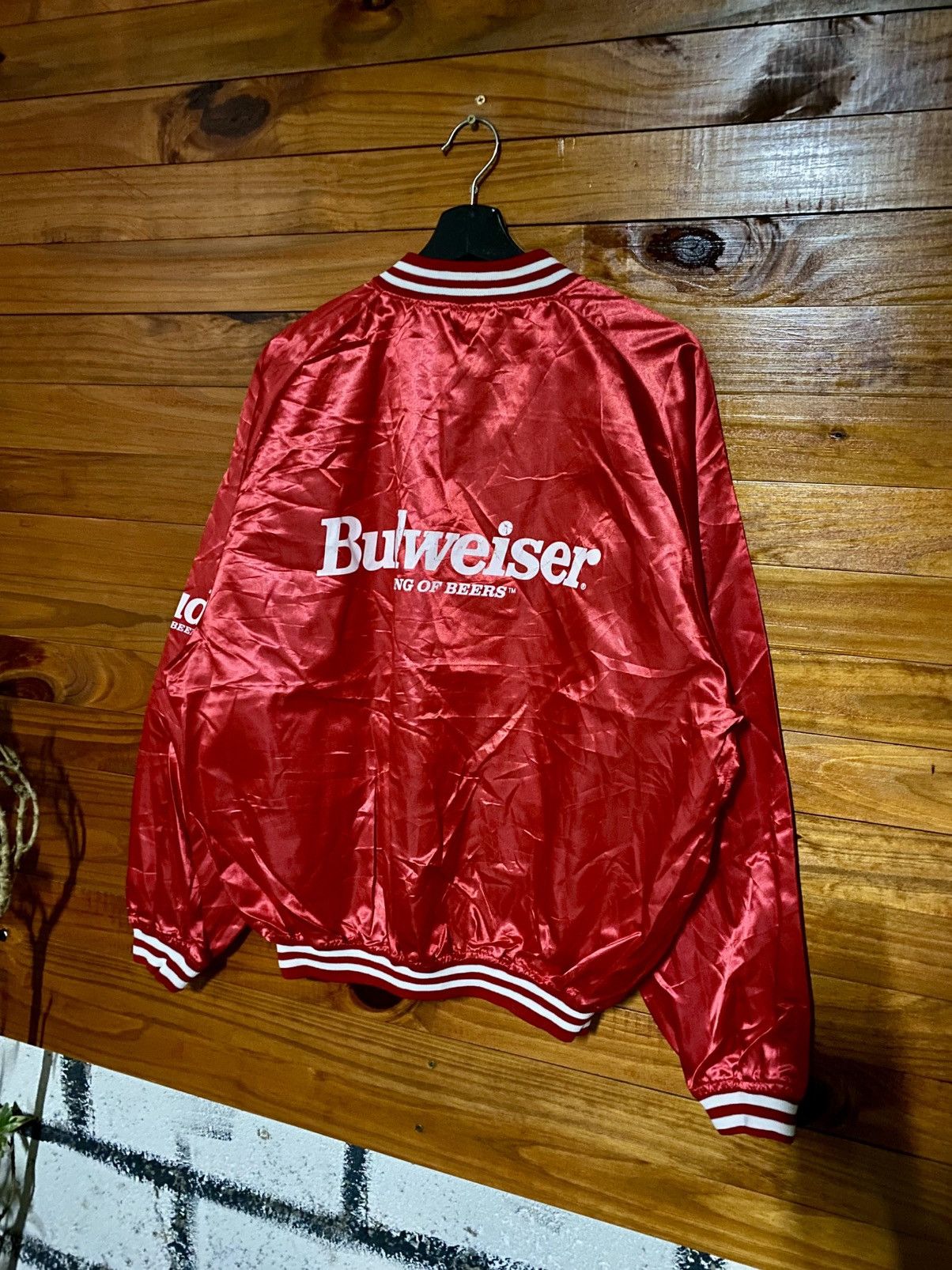 Budweiser Vintage Budweiser “King of Beers” Red Satin Bomber Jacket Size US L / EU 52-54 / 3 - 4 Thumbnail