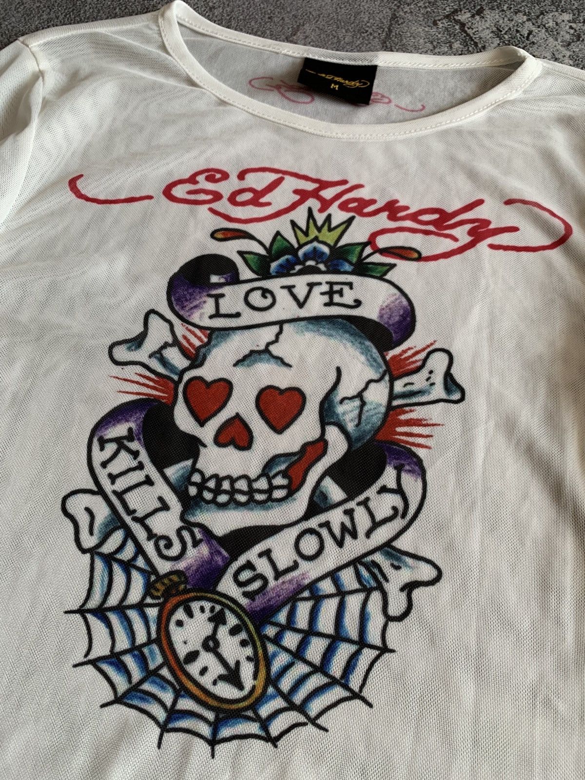 Ed Hardy Women Ed Hardy Skull Roses Mesh Long Sleeve Size M Size M / US 6-8 / IT 42-44 - 8 Thumbnail