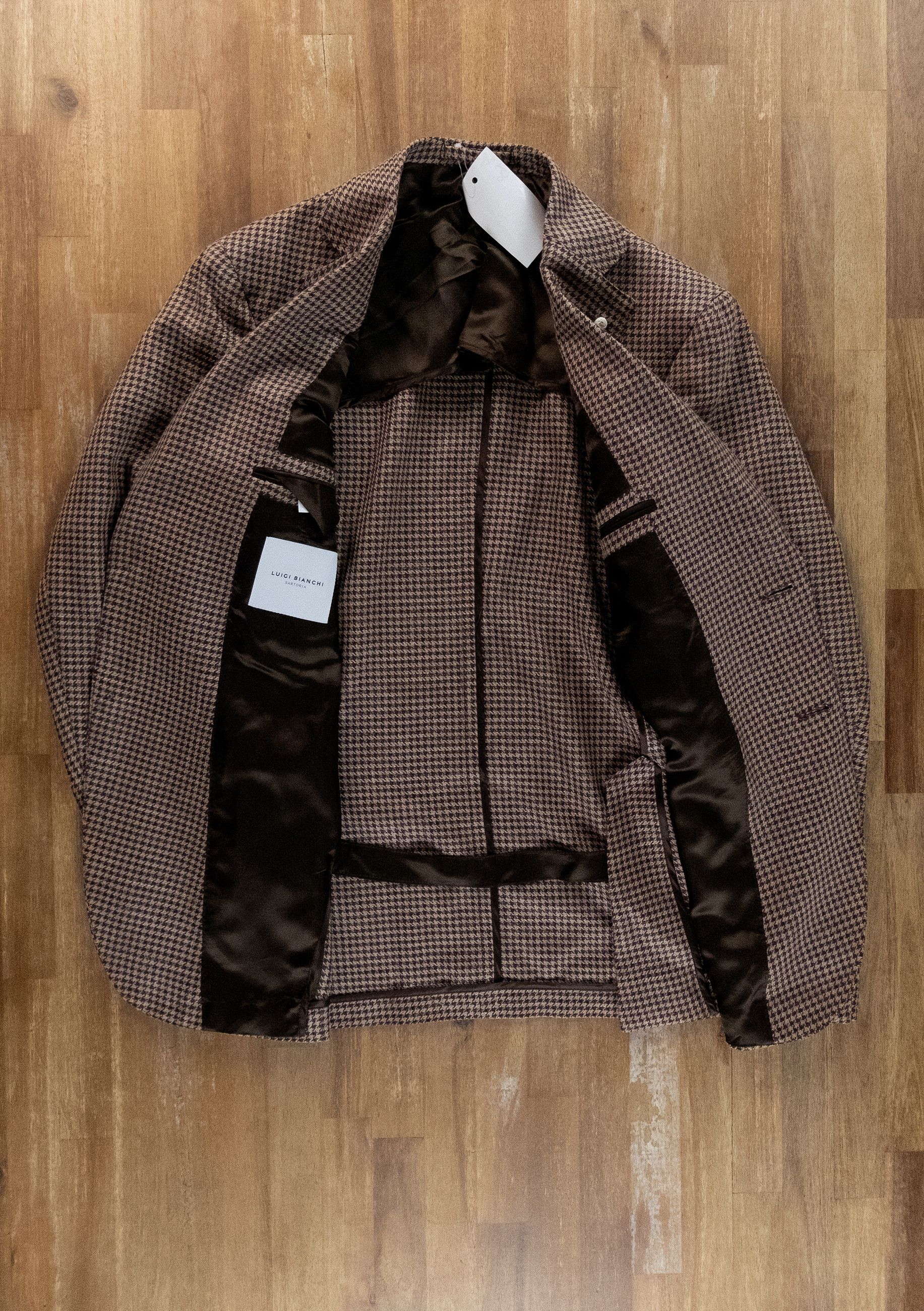 Luigi Bianchi LUIGI BIANCHI brown wool silk linen houndstooth sportcoat Size 40R - 6 Thumbnail