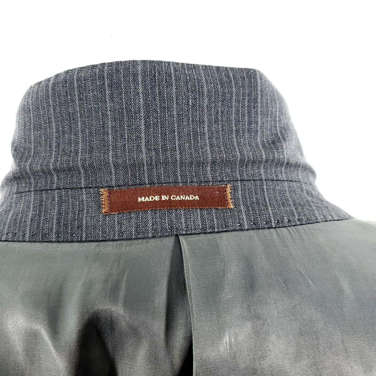 Peter Millar Peter Millar Wool 2 Button Suit Jacket 48L Gray Striped Size 48L - 11 Thumbnail