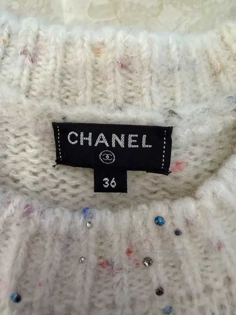 Chanel Chanel White starry sky knitted top sweater Size XS / US 0-2 / IT 36-38 - 3 Thumbnail