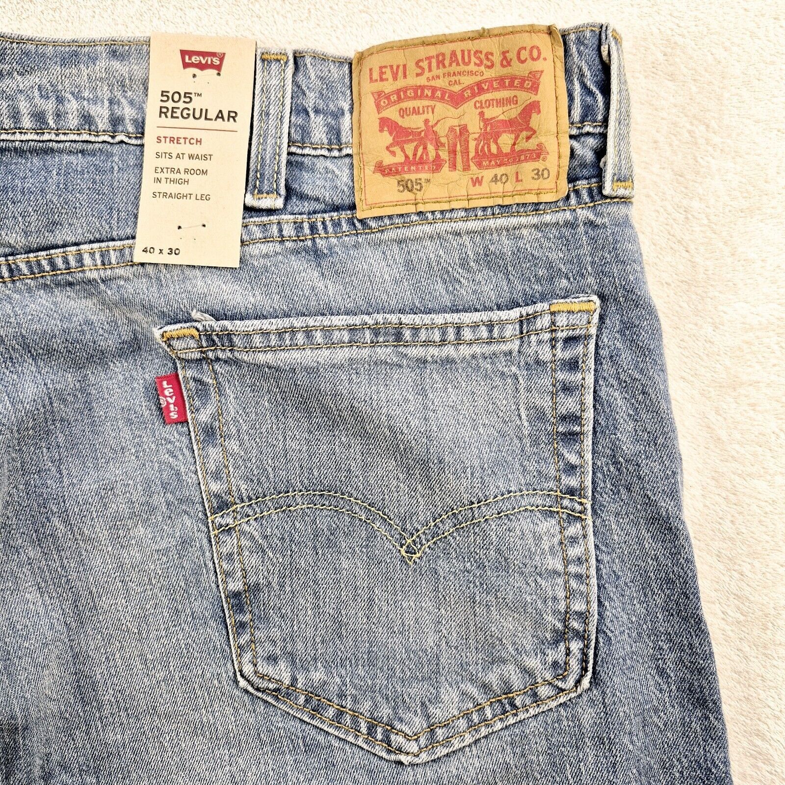 Levi's NEW Levis 505 Men's Light Blue Stretch Fit Denim Jeans 40x30 Size US 40 / EU 56 - 7 Thumbnail