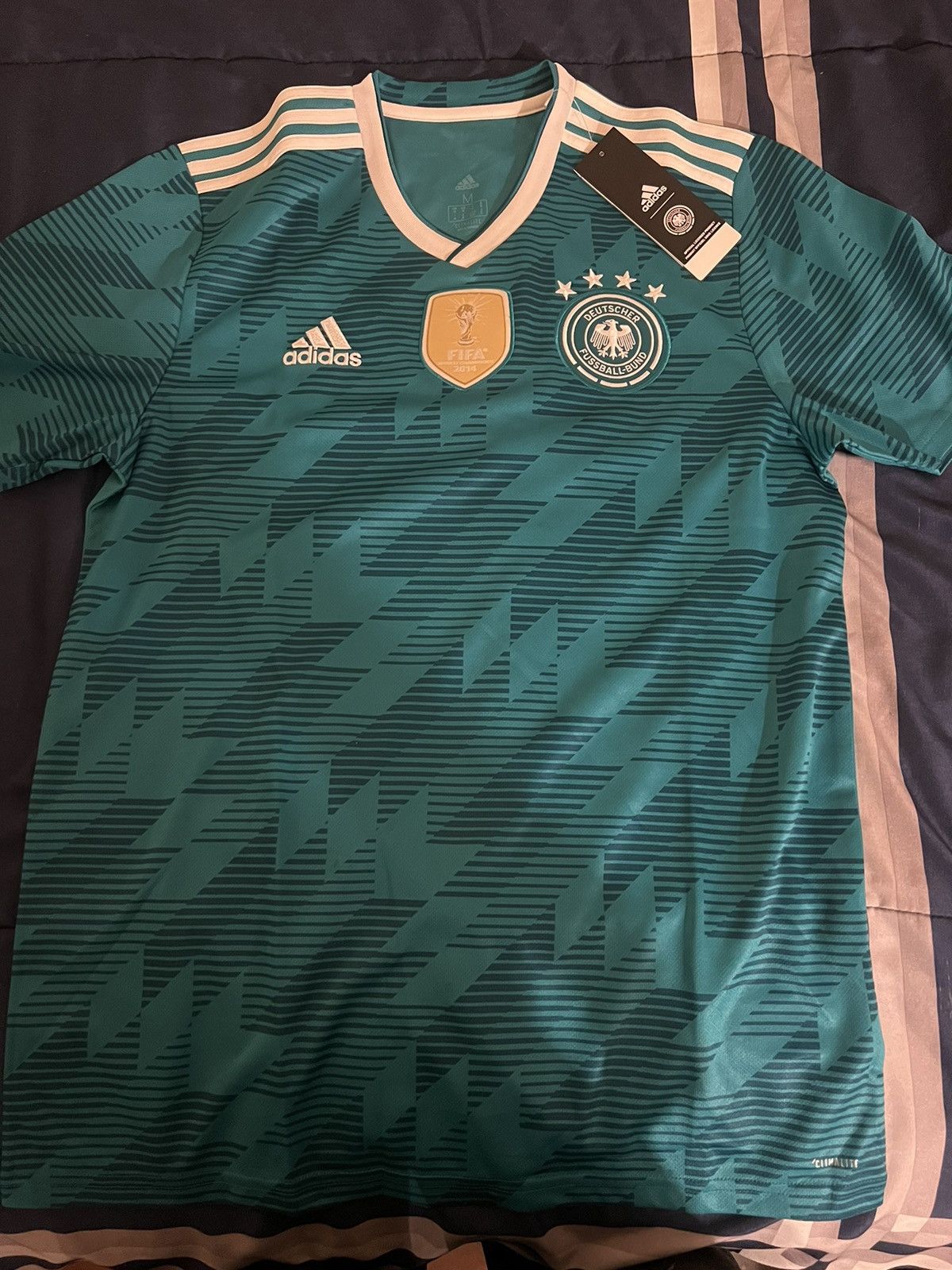 image of Adidas Germany Authentic 2018 Away Soccer Jersey Fifa Wc in Green, Men's (Size XL)