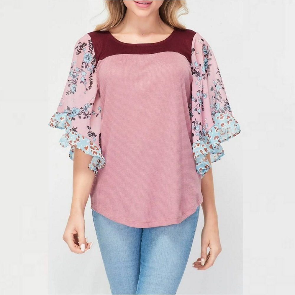 Other NWT New Baea Color Block Flutter Sleeve Size XS Size XS / US 0-2 / IT 36-38 - 1 Thumbnail