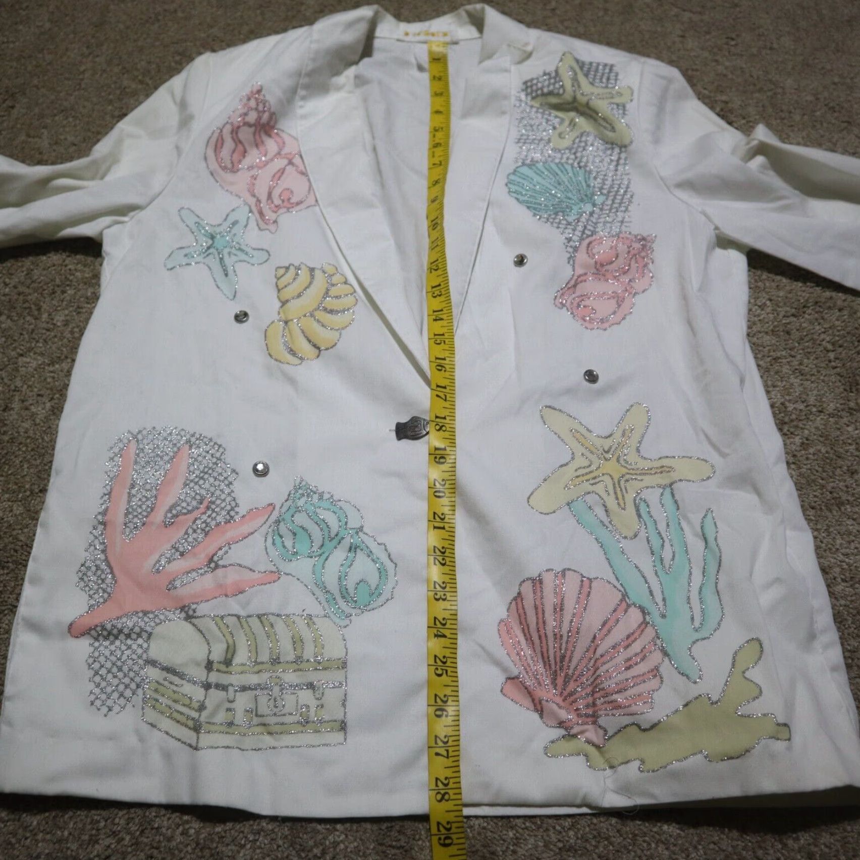 Vintage VINTAGE Donnkenny DK Gold White Sea Shell Blazer Jacket Women's Medium Size M / US 6-8 / IT 42-44 - 7 Thumbnail