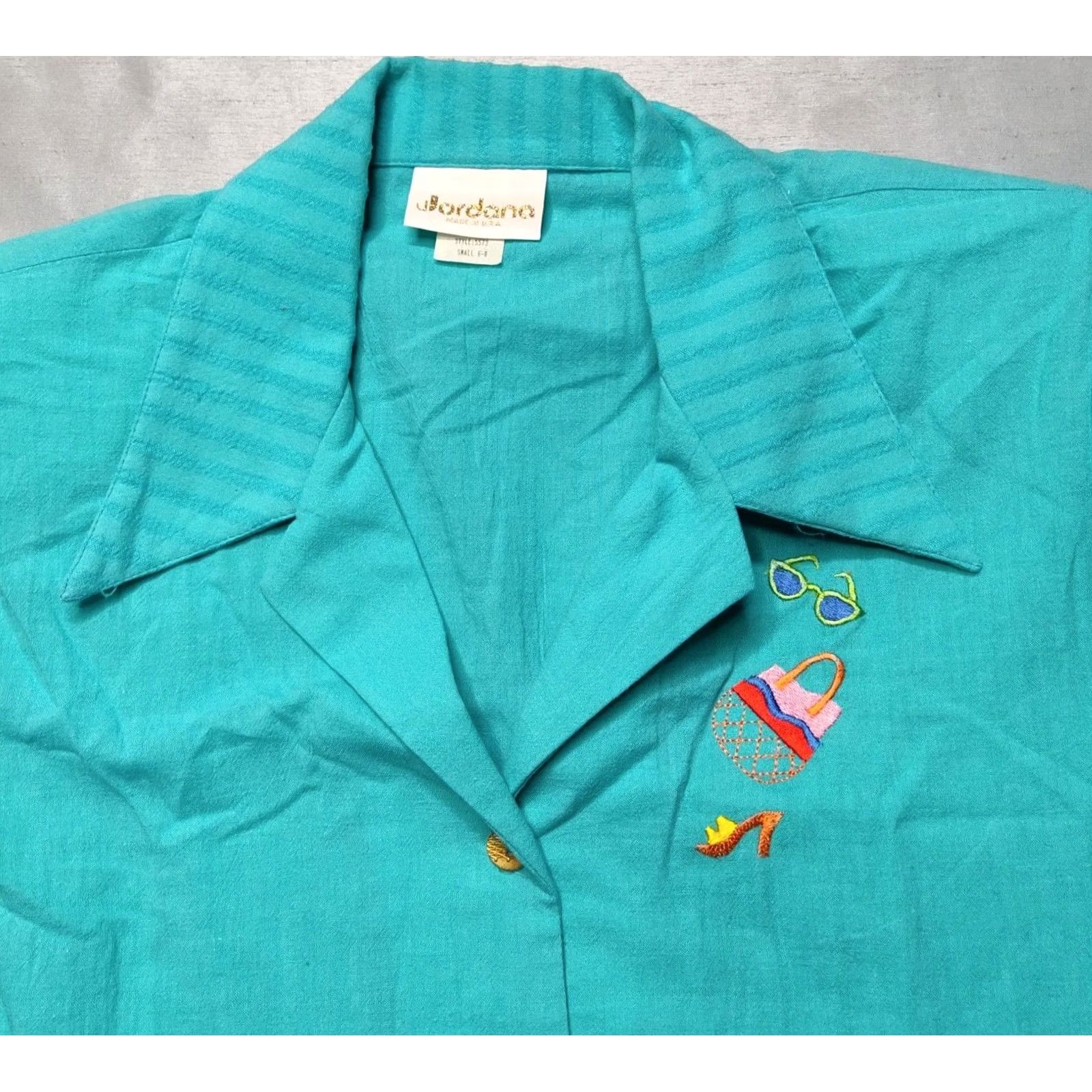Jordan Brand VINTAGE JORDANA Blouse Women Small Blue Embroidered NEW DEADSTOCK Made in USA Size S / US 4 / IT 40 - 3 Thumbnail