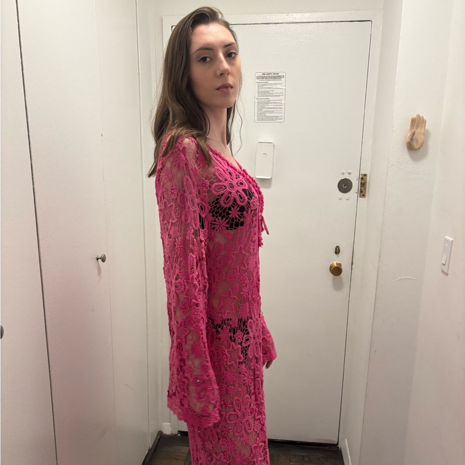 Blumarine NWT Blumarine Beachwear Pink Lace Floral Cardigan L Size L / US 10 / IT 46 - 14 Thumbnail