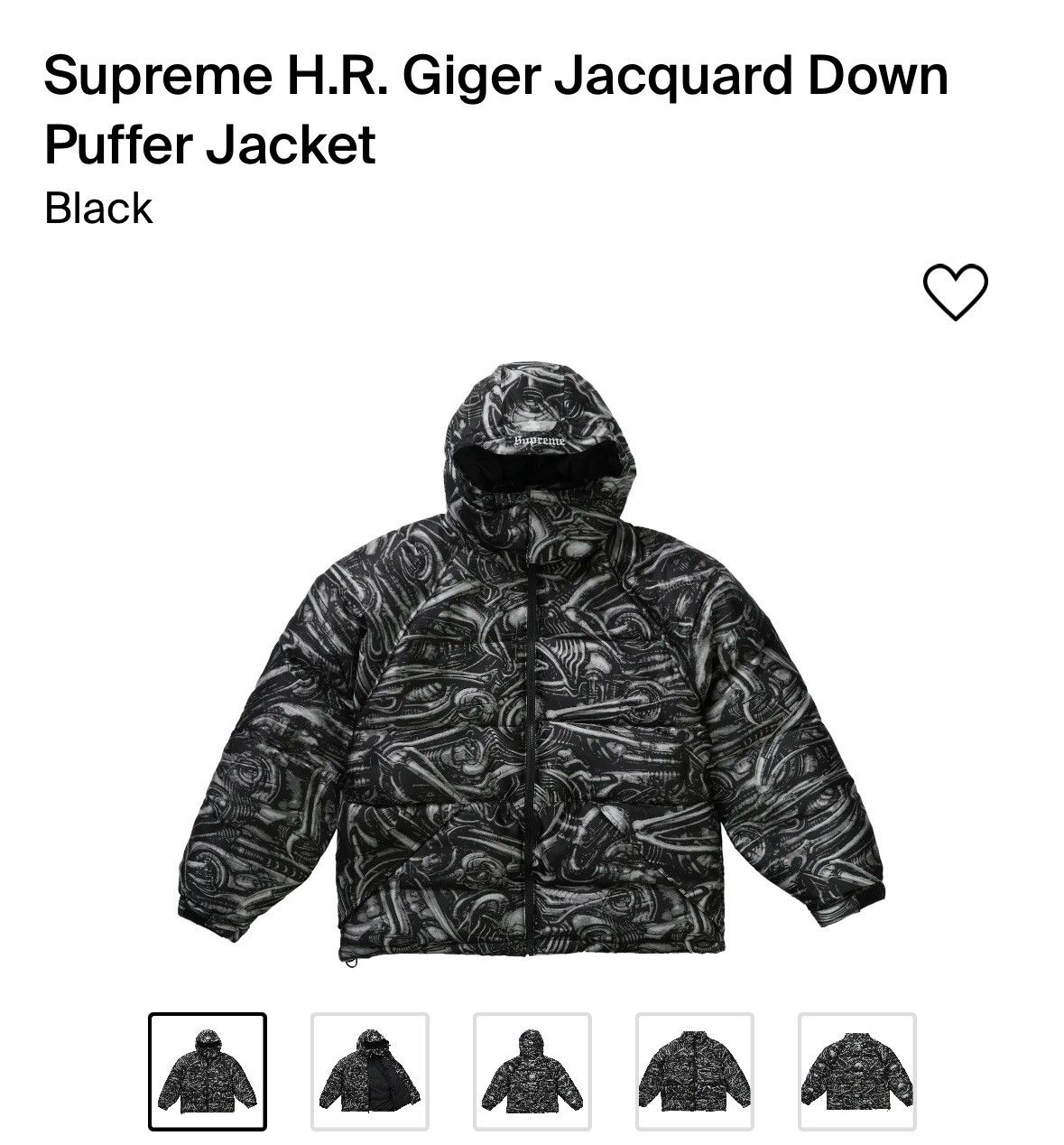 Supreme H.R. Giger Jacquard Down Puffer Jacket | Grailed