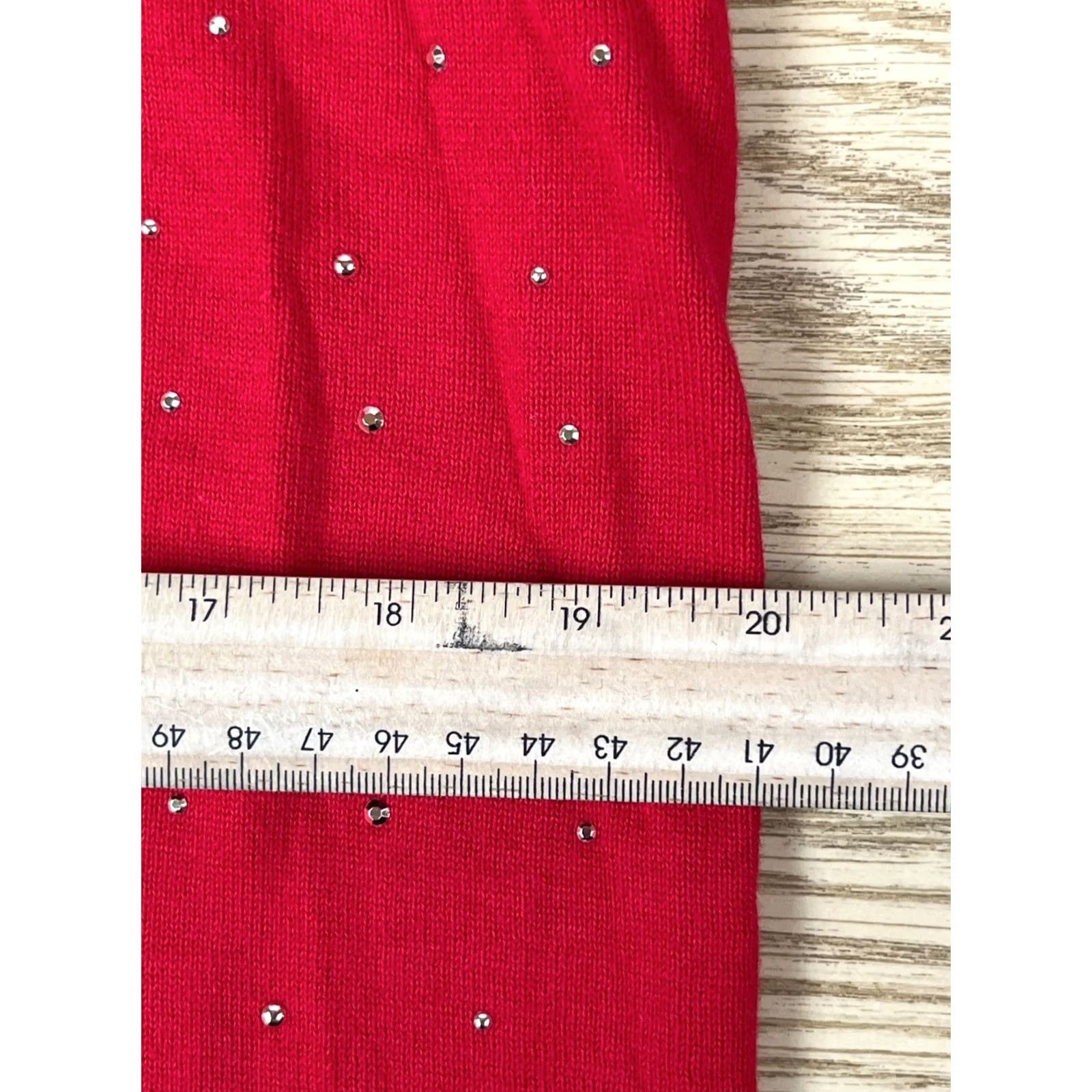 Tommy Hilfiger Tommy Hilfiger Sweater Womens XL Red V Neck Long Sleeve Studded Cotton Knit Size XL / US 12-14 / IT 48-50 - 6 Thumbnail