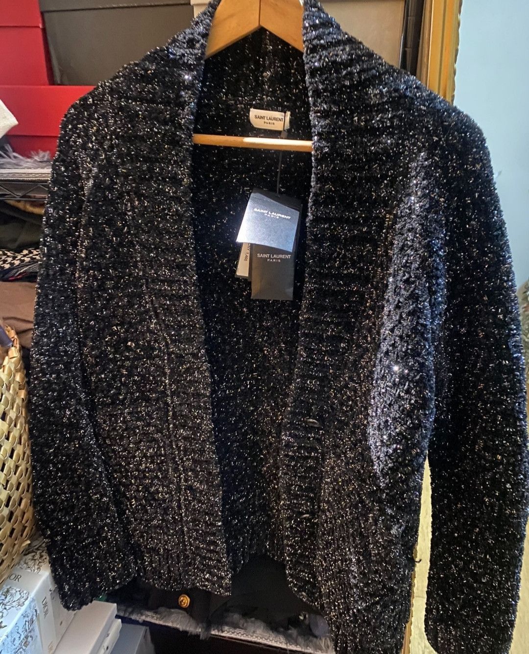 Saint Laurent Paris Saint Laurent Silver thread chenille draped jumper-2505 Size US XS / EU 42 / 0 - 1 Thumbnail